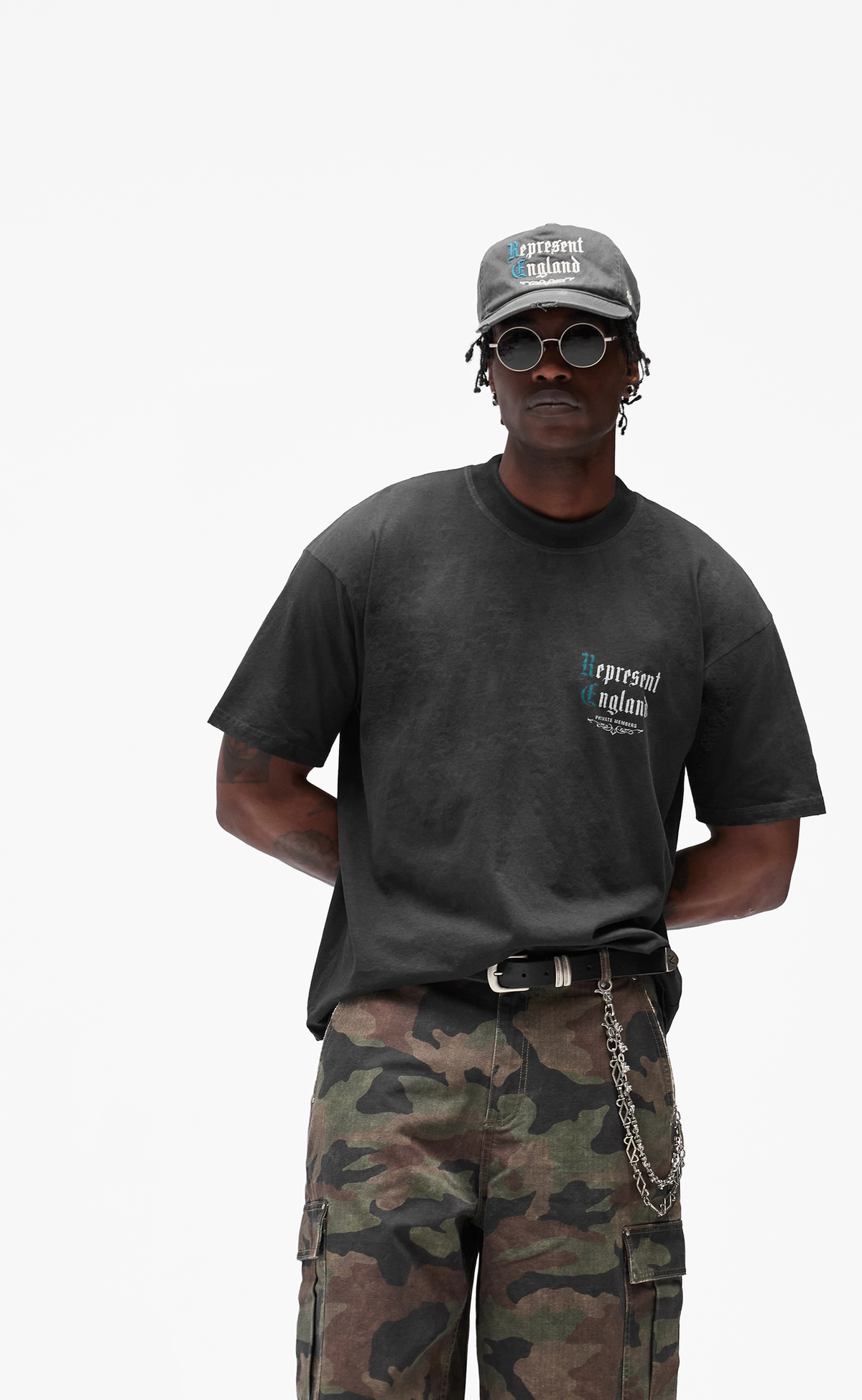 PRIVATE MEMBERS STAINED BLACK T-SHIRT