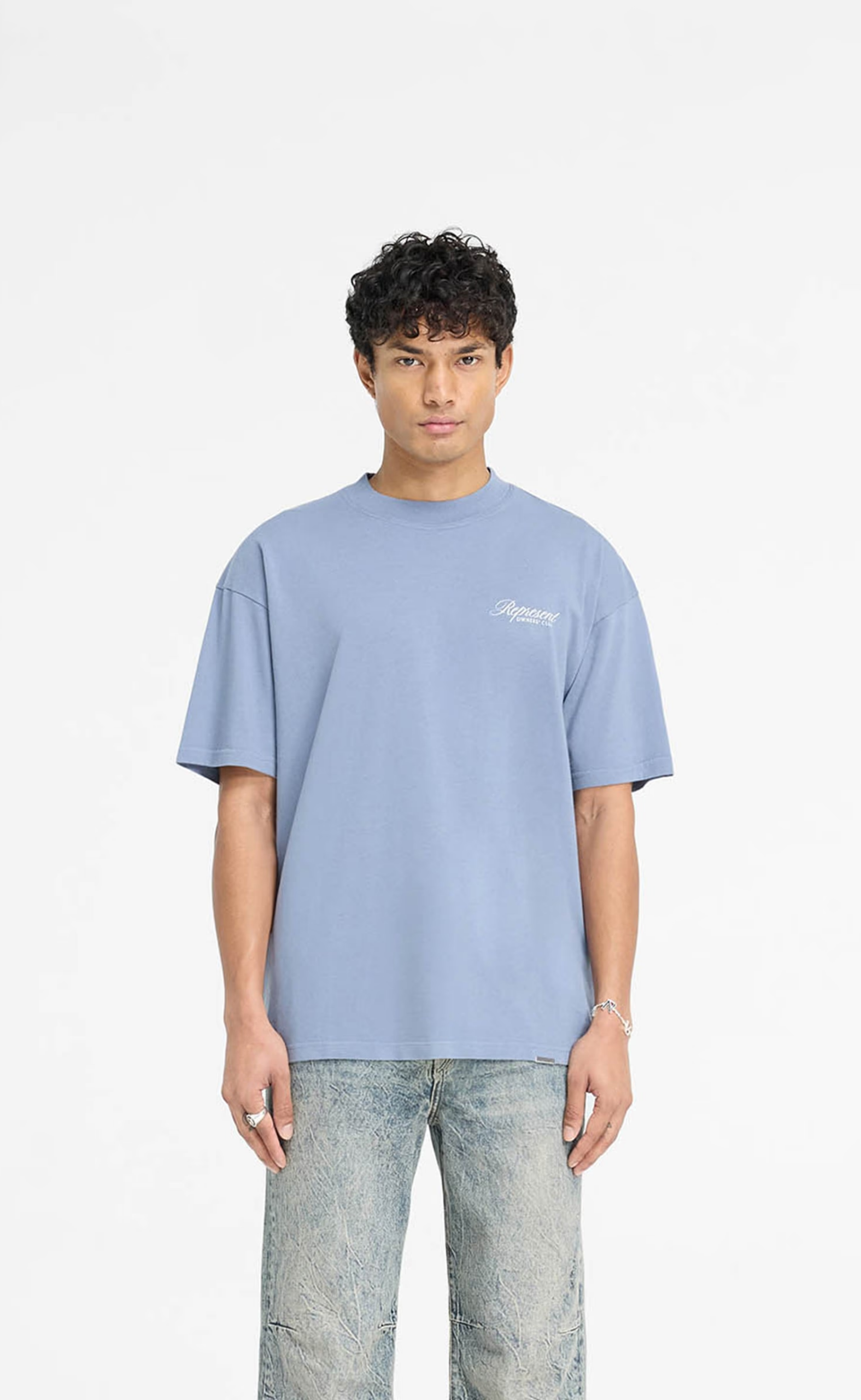 REPRESENT OWNERS CLUB SCRIPT DUSTY BLUE T-SHIRT