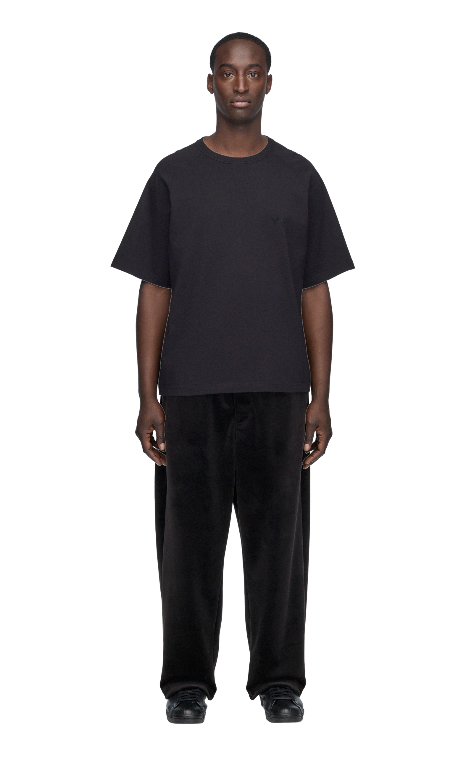 Y-3 VELVET CORDUROY TRACK BLACK PANTS