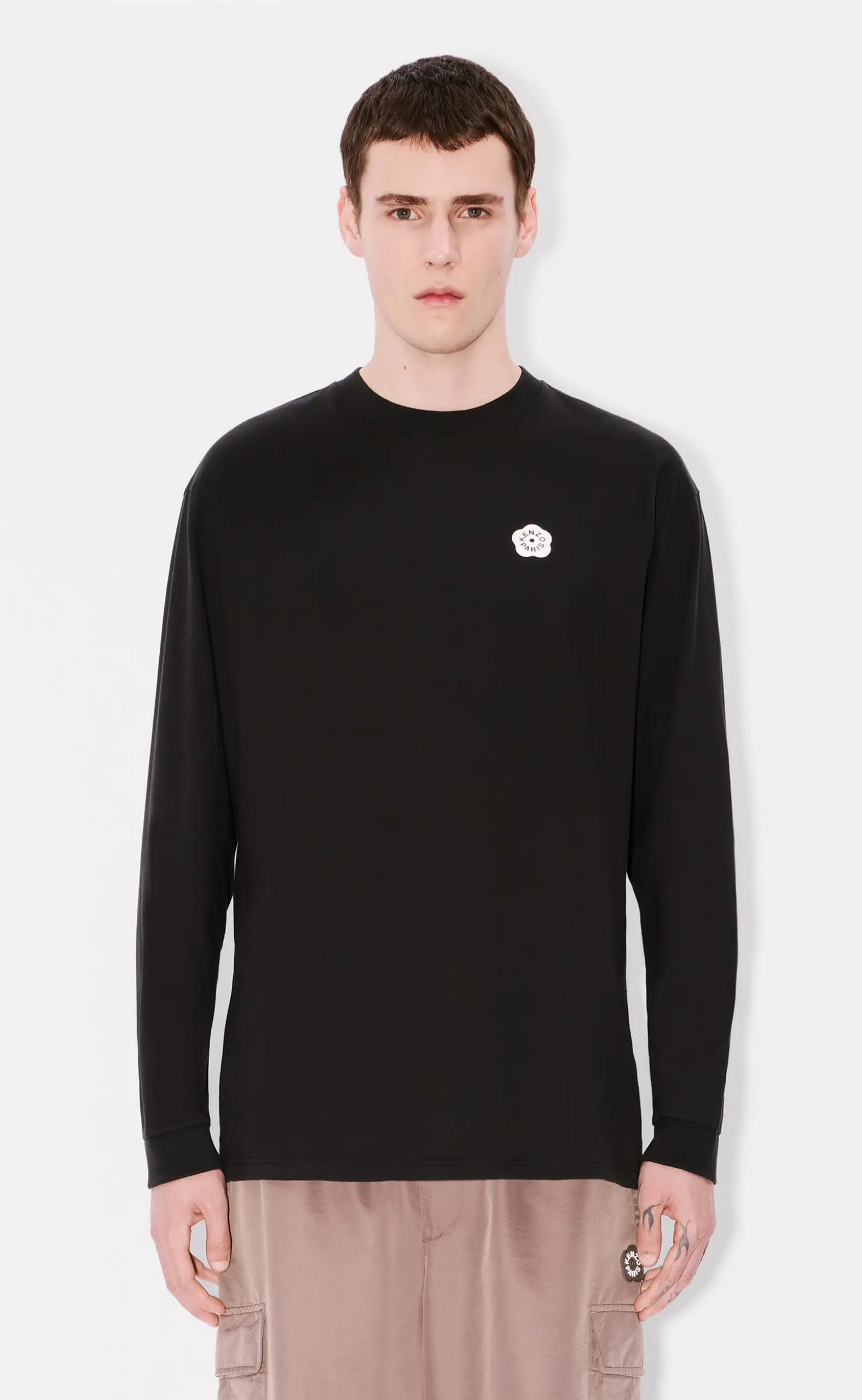 GOTS BOKE FLOWER 2.0 RELAX BLACK LONGSLEEVE