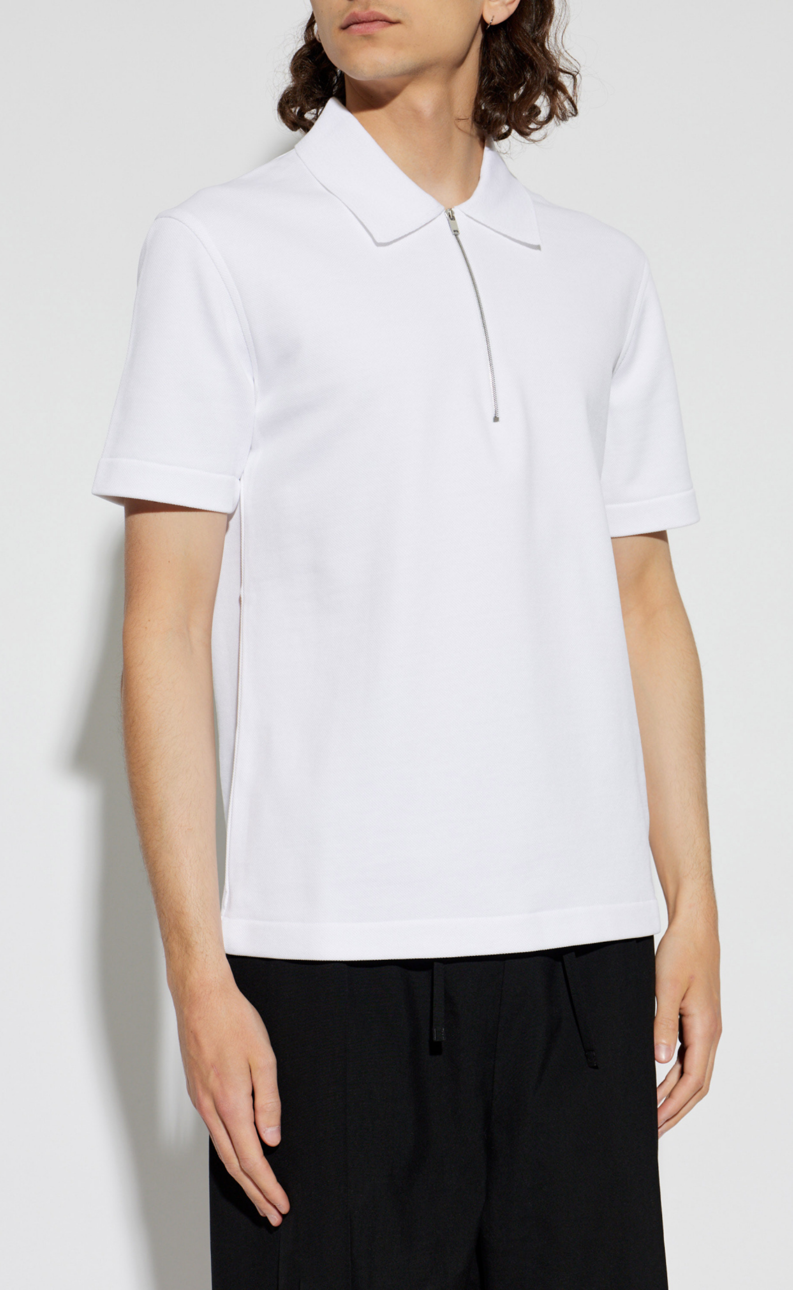 HALF-ZIP SHORT SLEEVE POLO WHITE T-SHIRT