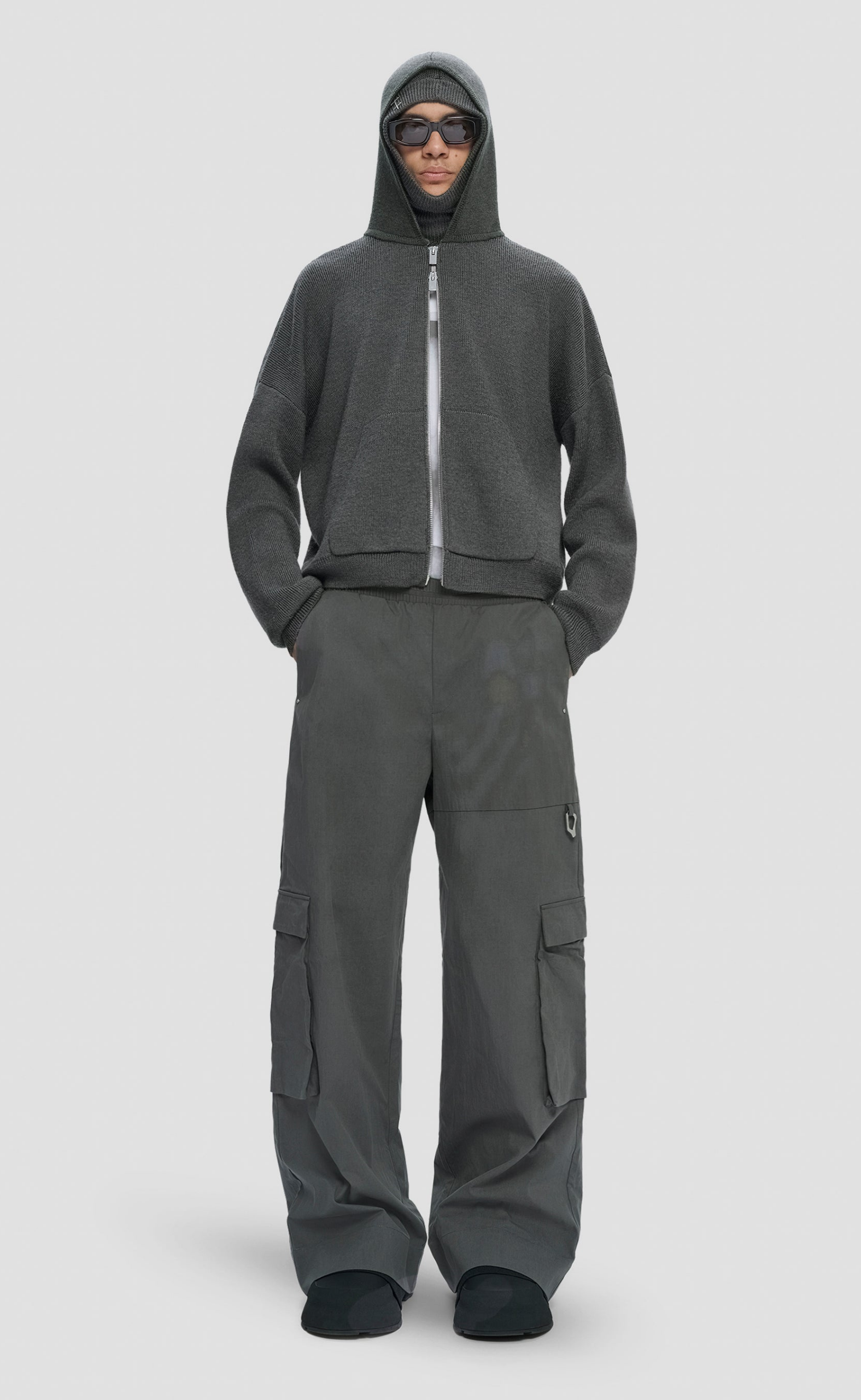LAMPI KNIT DARK GREY HOODIE