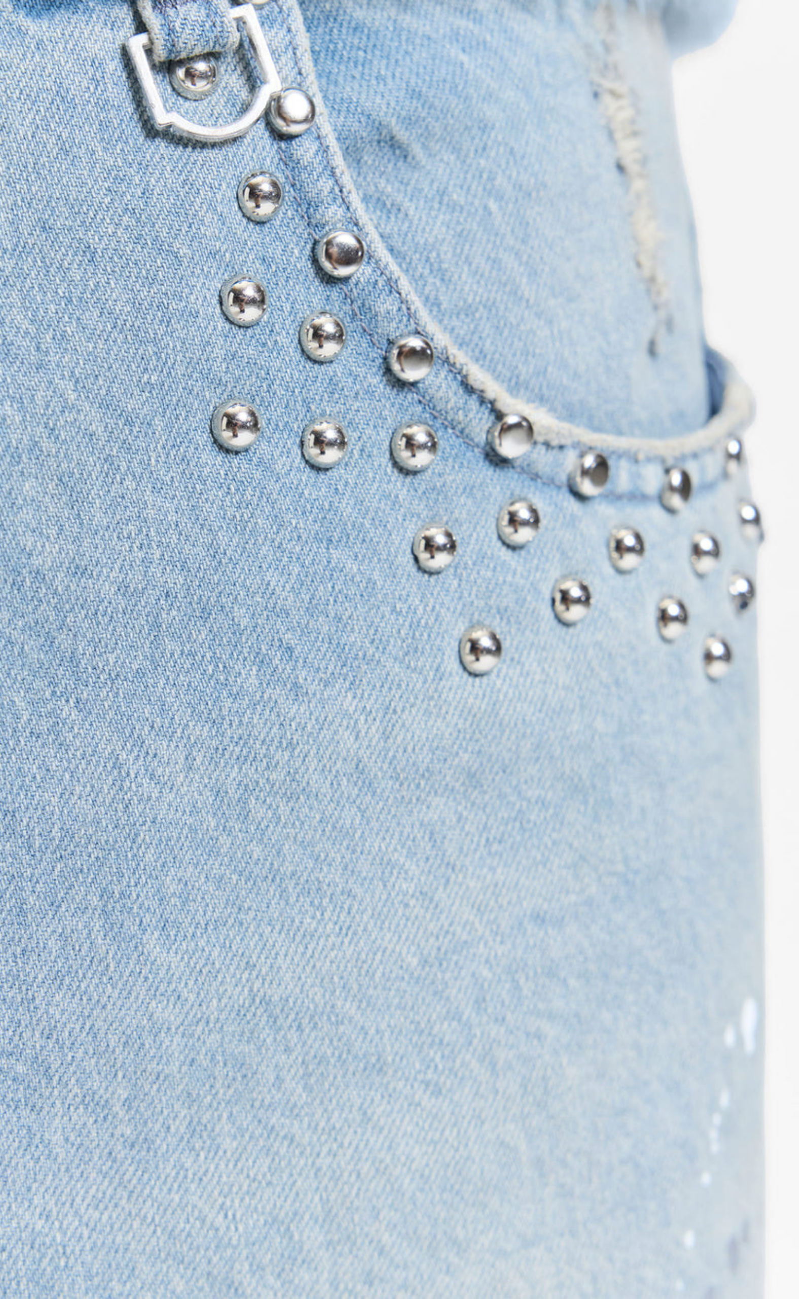 STUDDED JORTS LIGHT BLUE SHORTS