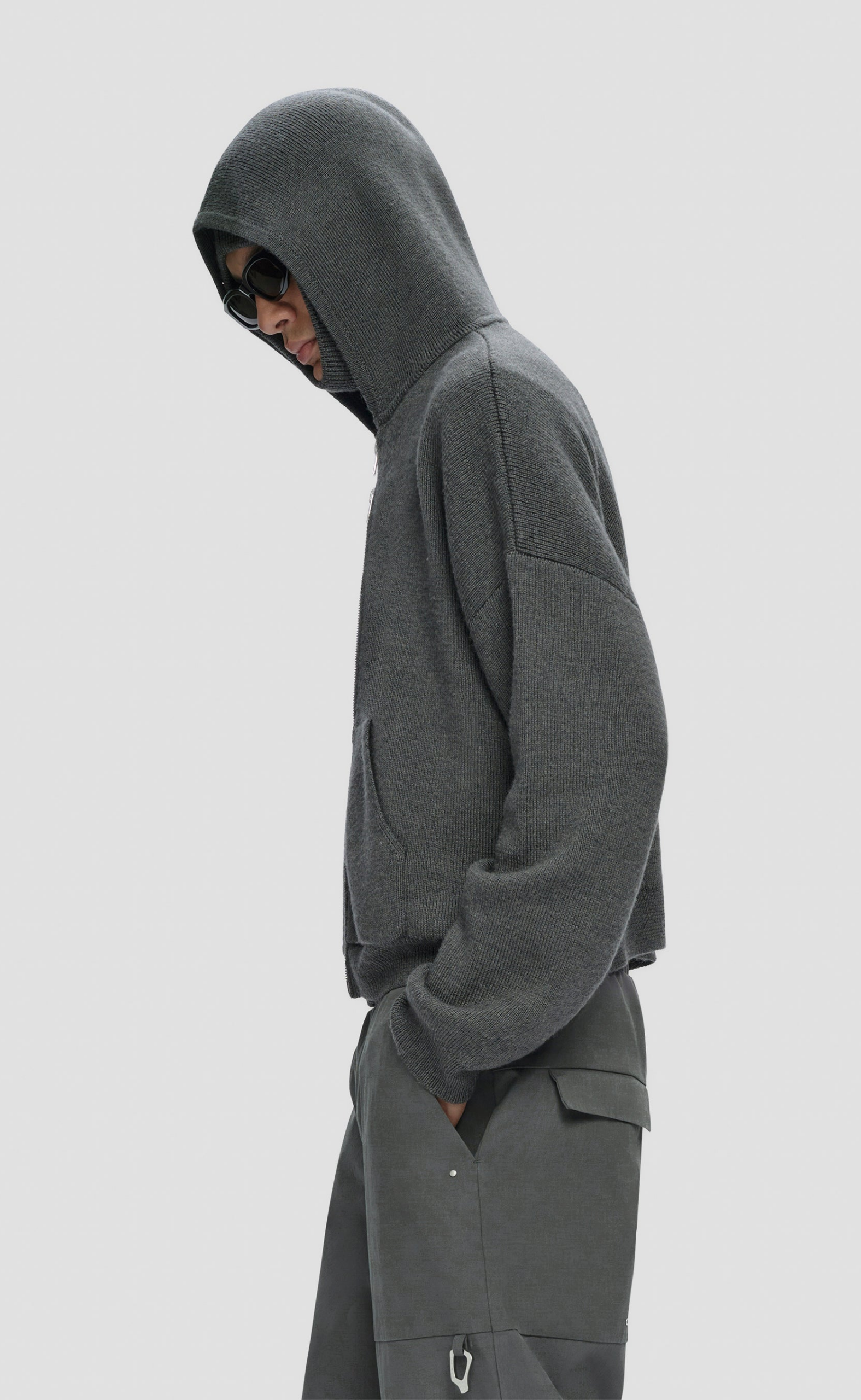 LAMPI KNIT DARK GREY HOODIE