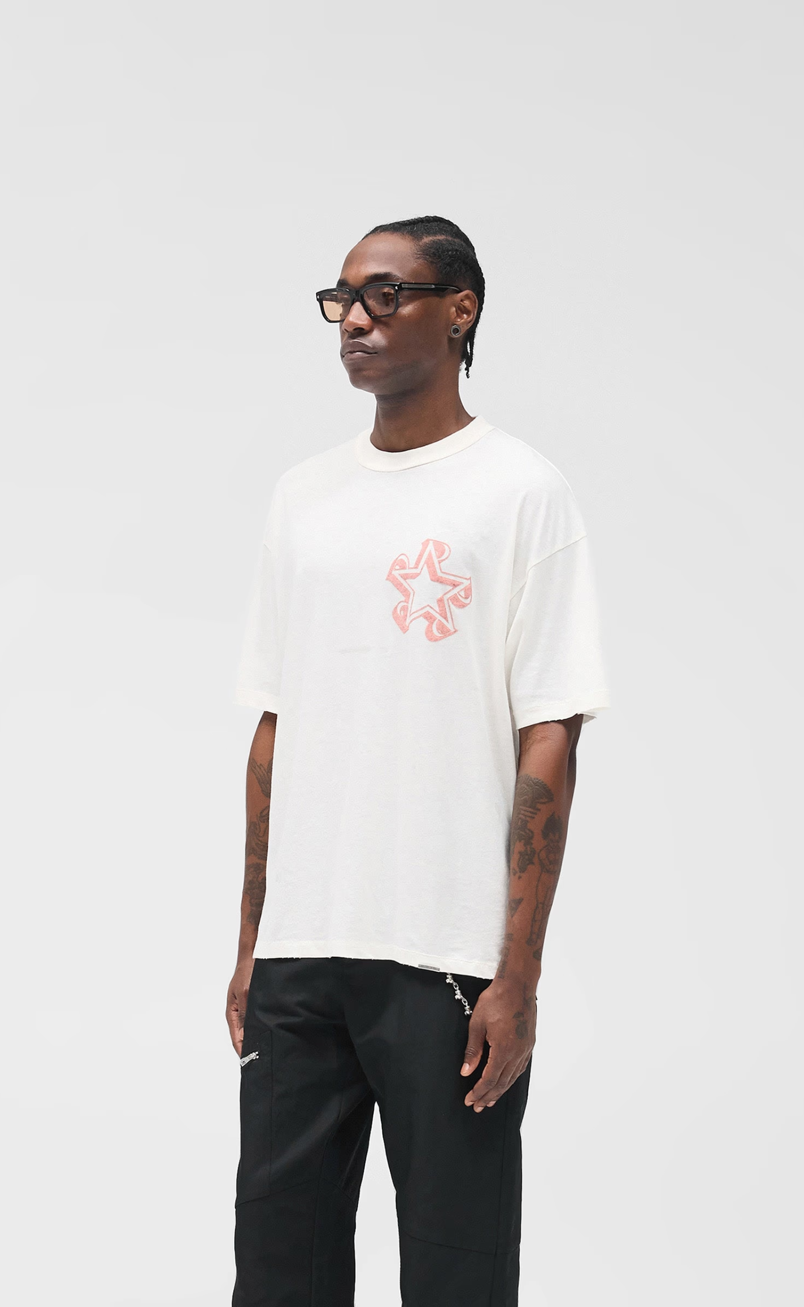 REPRESENT INITIAL STAR FLAT WHITE T-SHIRT