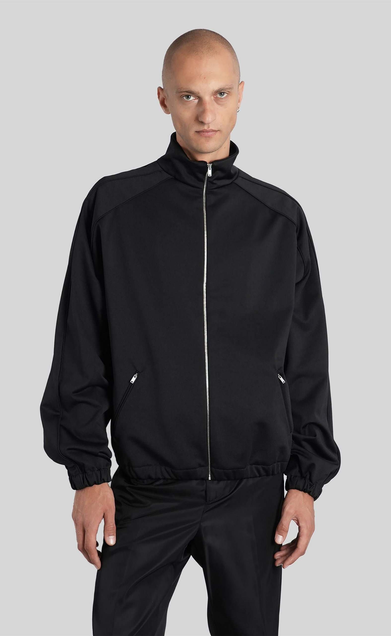 ZIP UP TRACK BLACK HOODIE
