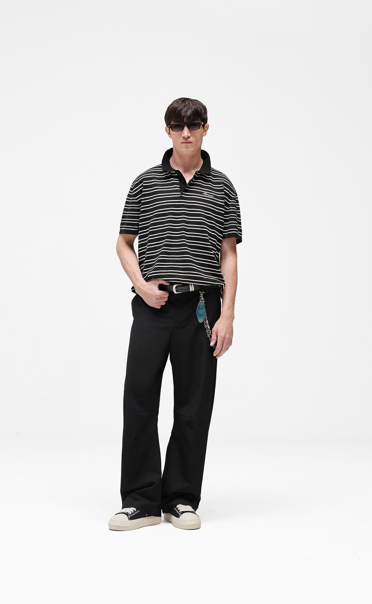 CALIFORNIA STRIPED POLO JET BLACK T-SHIRT