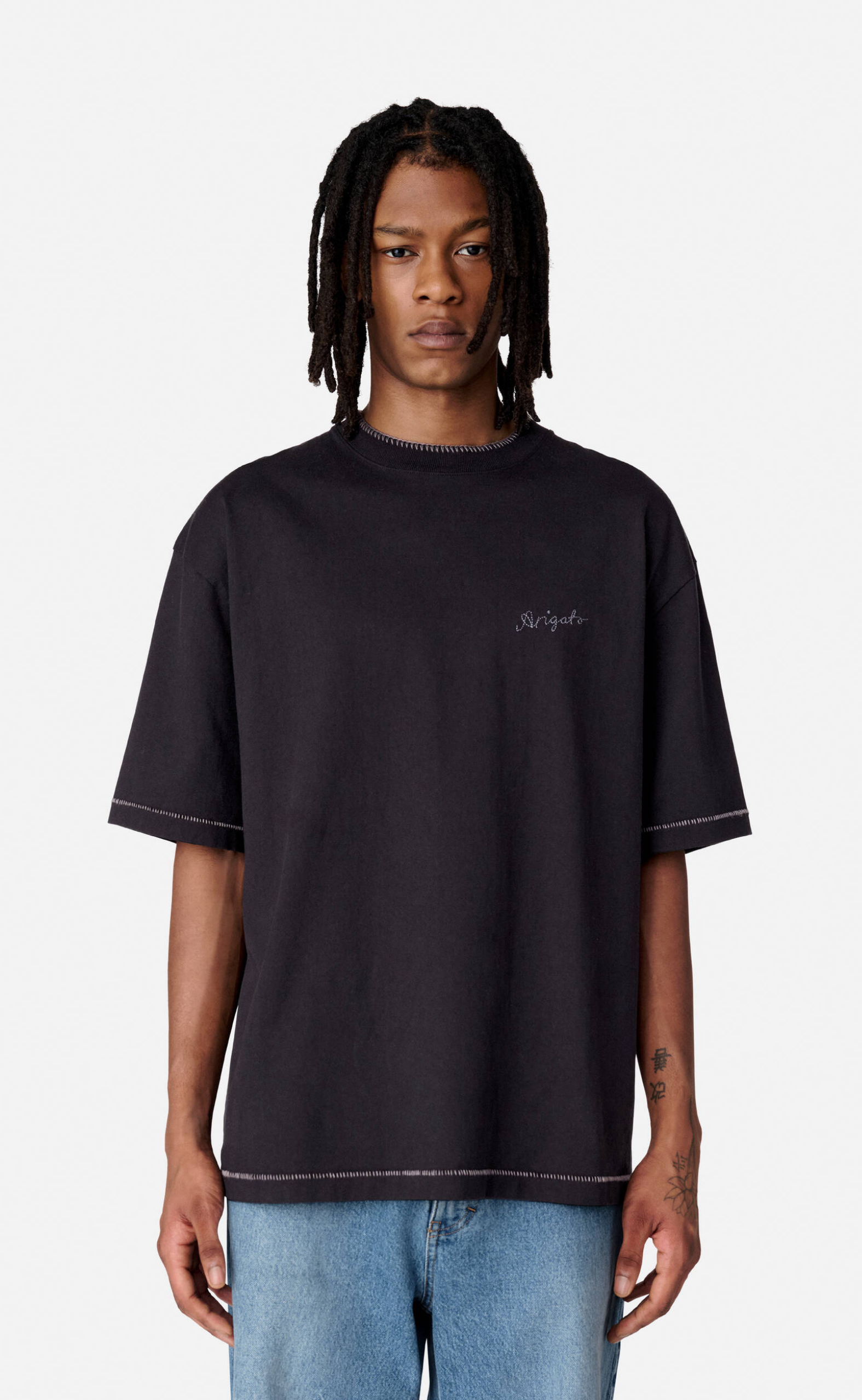 SEAM OVERSIZED BLACK T-SHIRT