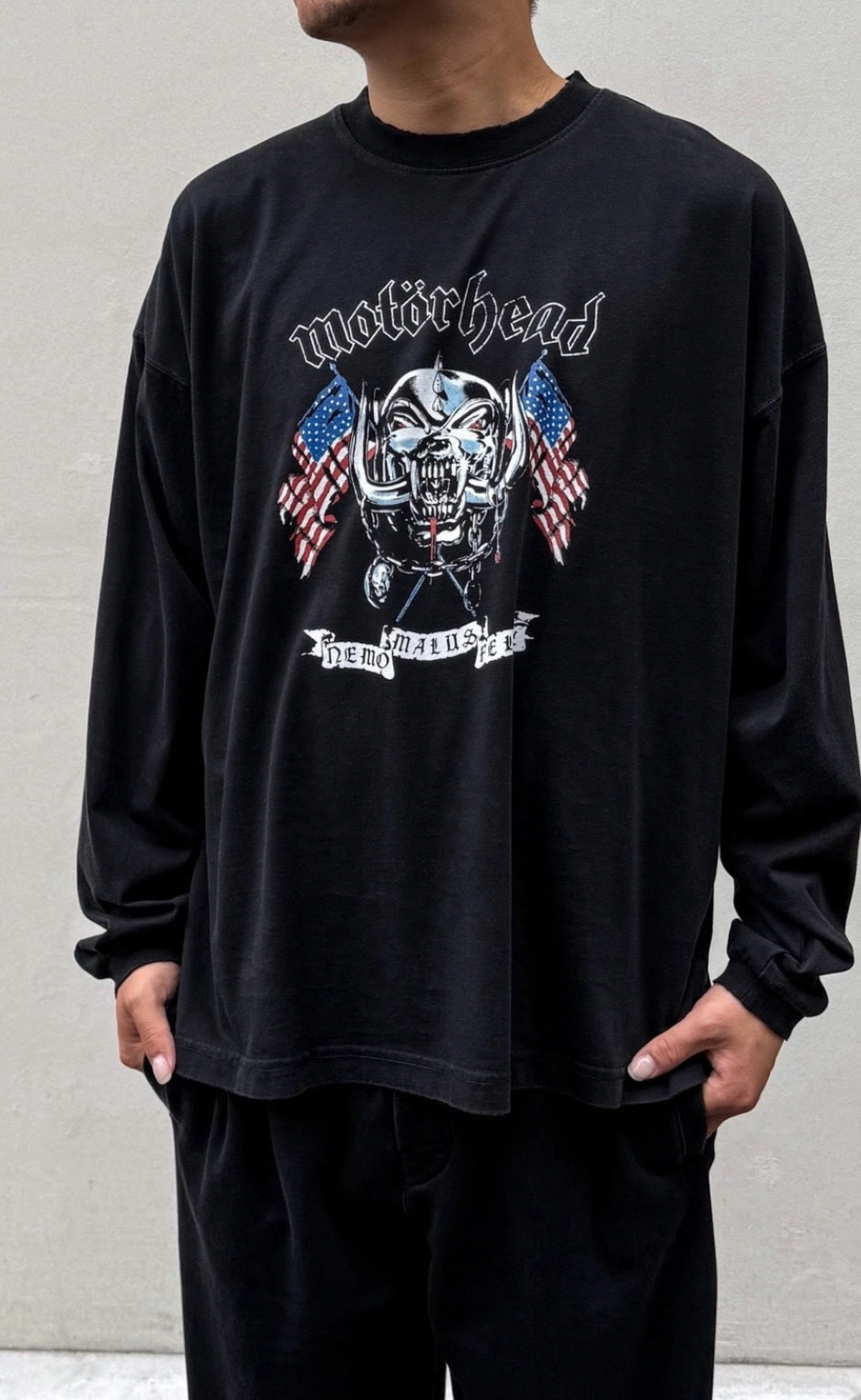 VETEMENTSXMOTORHEAD FLAG WASHED BLACK LONGSLEEVE