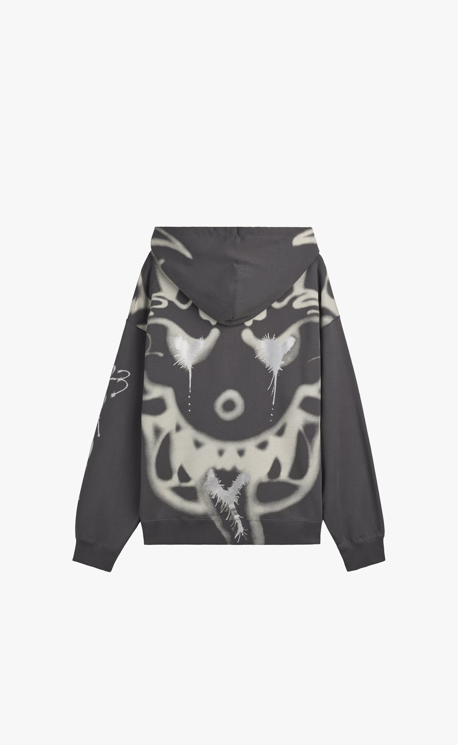 Y-3 CHITO GRAPHIC FRENCH TERRY ZIP GREY HOODIE
