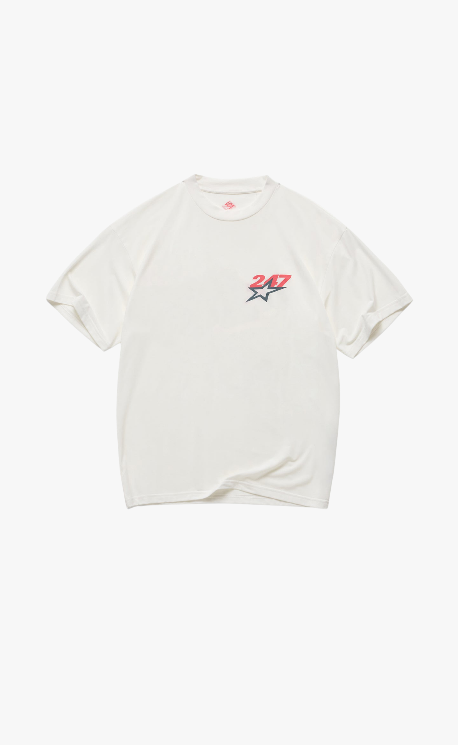 TEAM 247 STAR PRINT OVERSIZED FLAT WHITE T-SHIRT