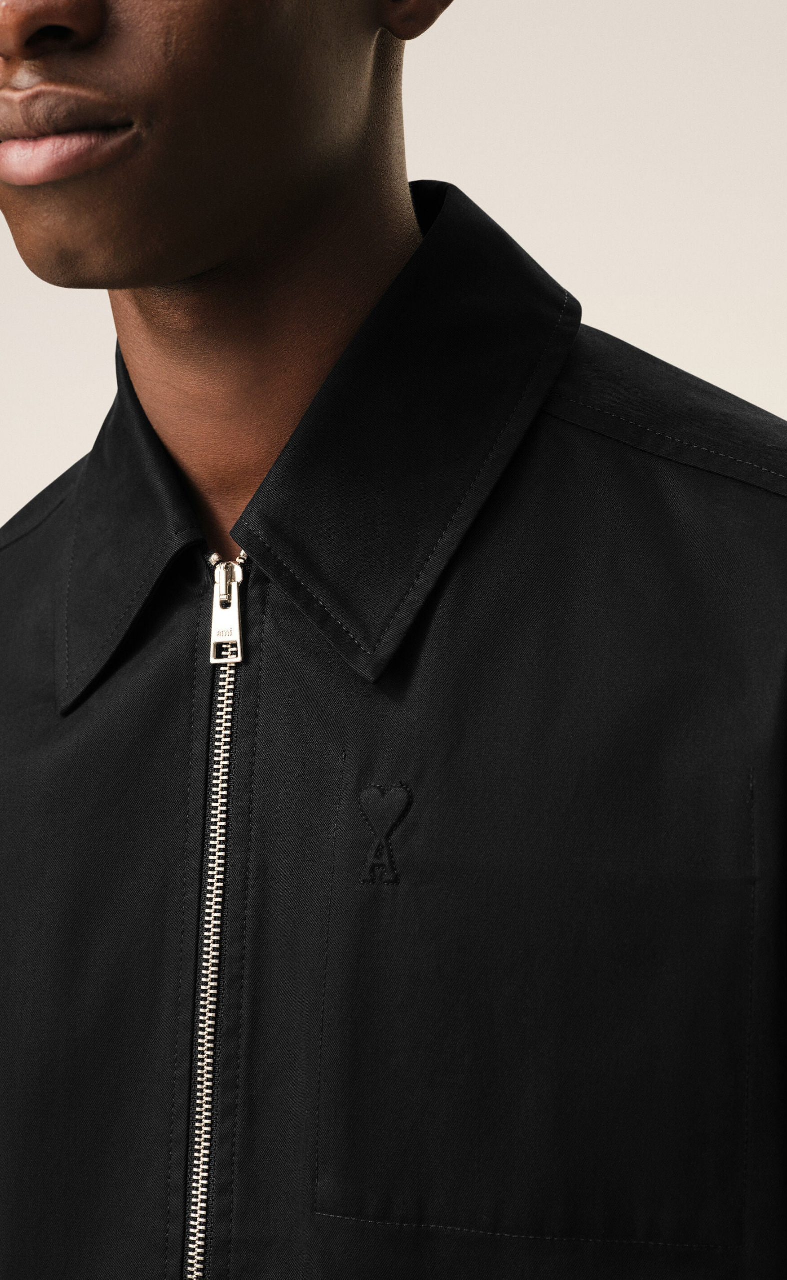 AMI DE COEUR EMBOSSED ZIPPED BLACK JACKET