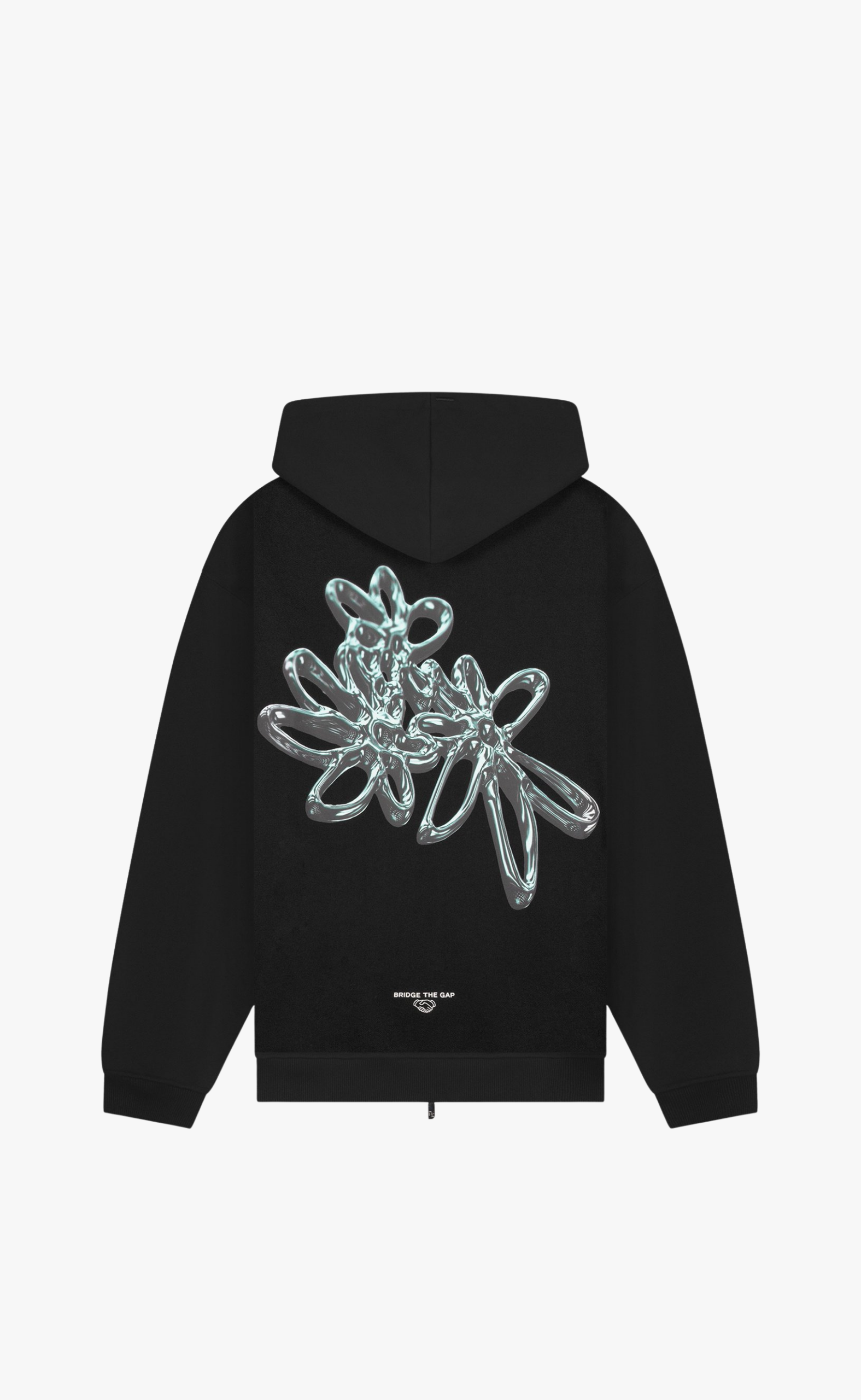 ZIP HOODIE CHROME FLOWER BLACK