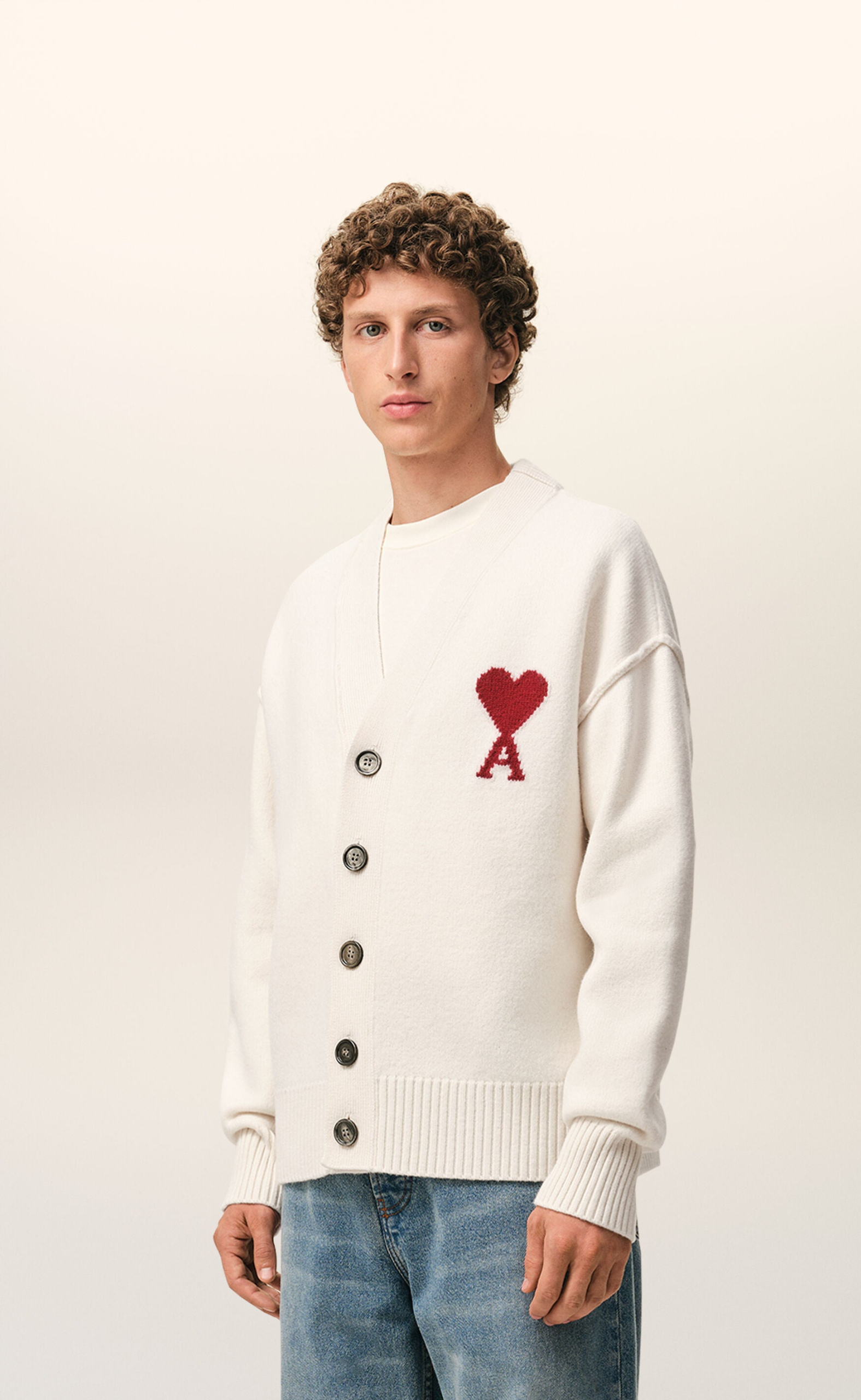 AMI DE COEUR WOOL CREAM CARDIGAN