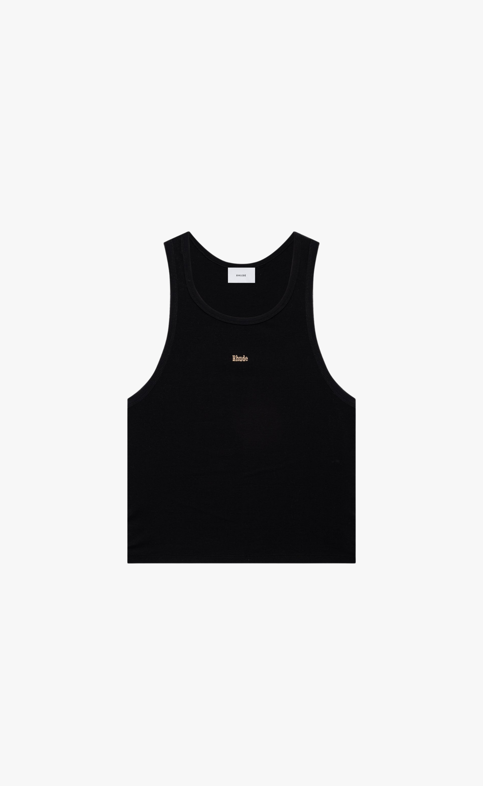 LOGO RIBBED BLACK TANK TOP