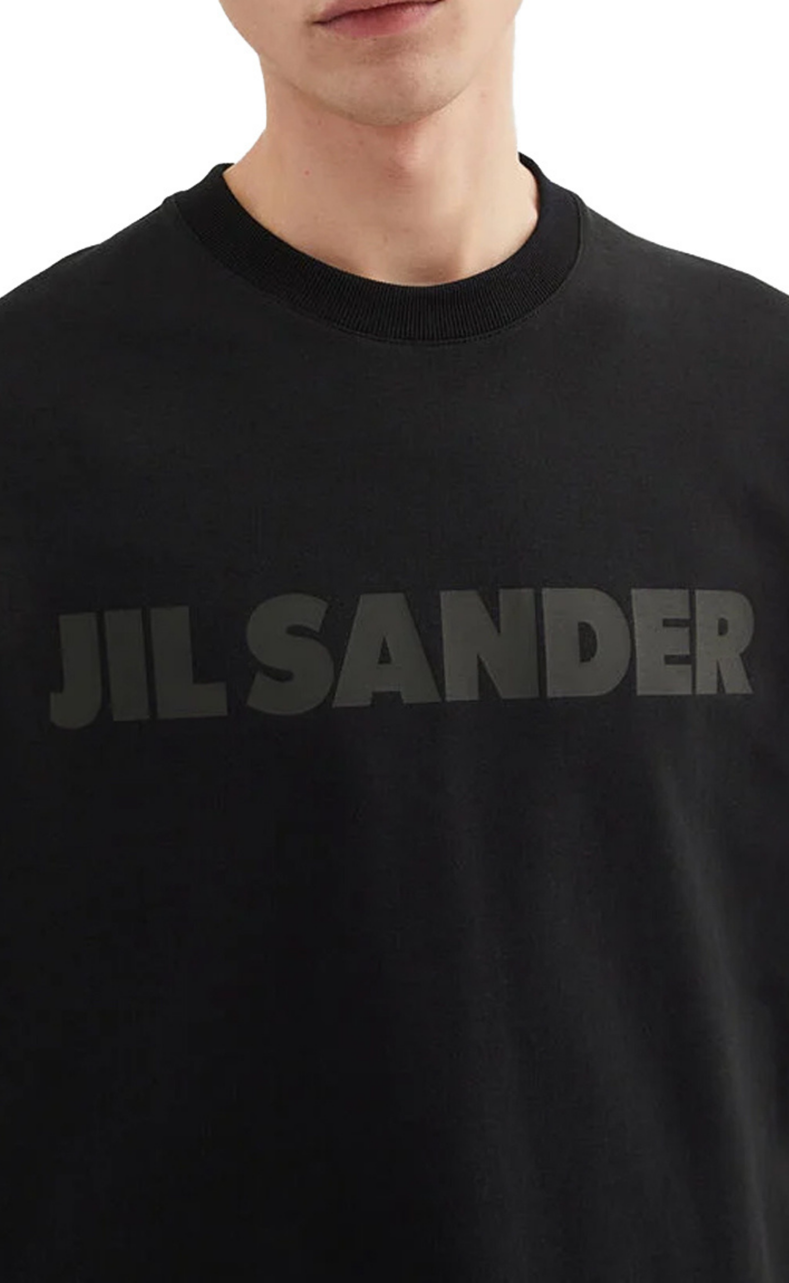 JIL SANDER PRINTED TONAL LOGO BLACK T-SHIRT