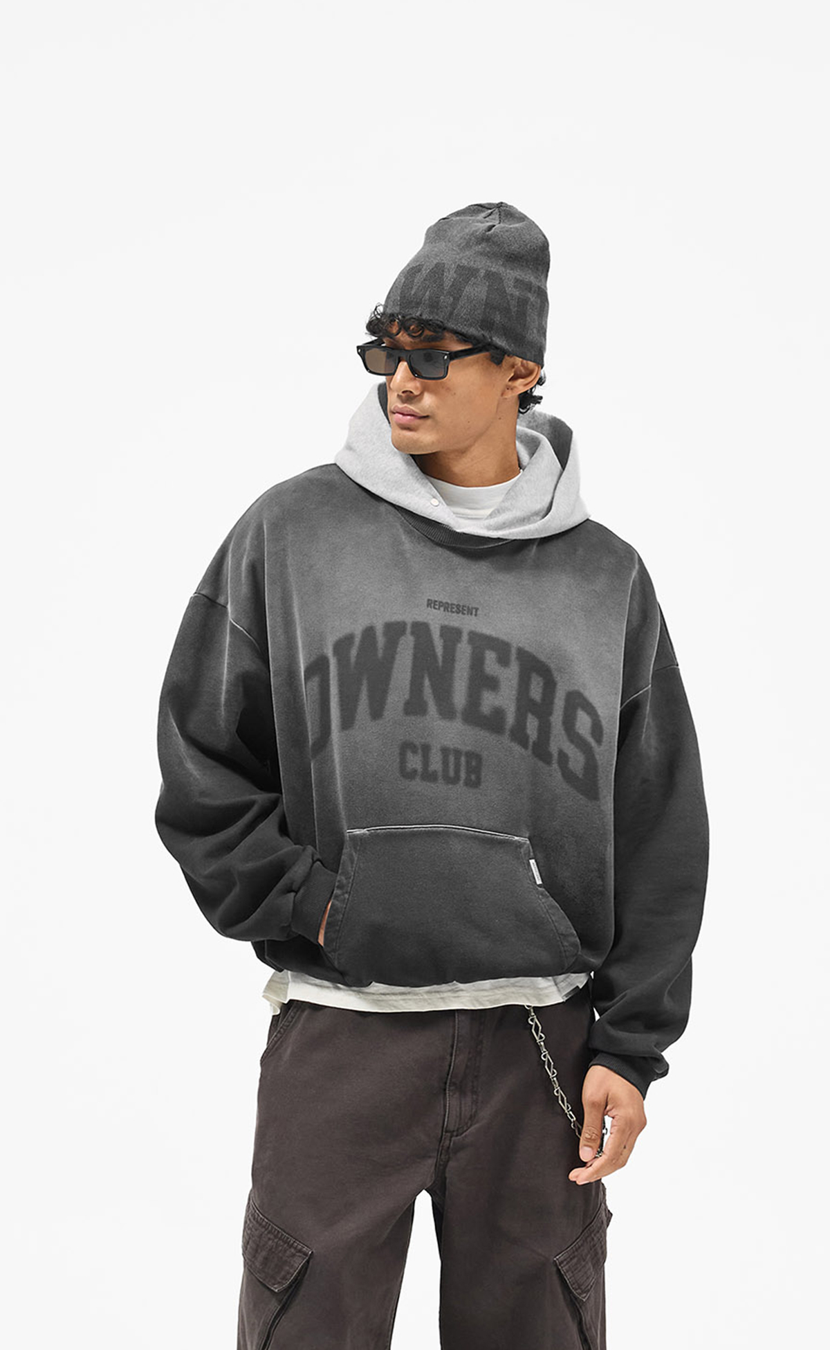 OWNERS CONTRAST VINTAGE BLACK HOODIE