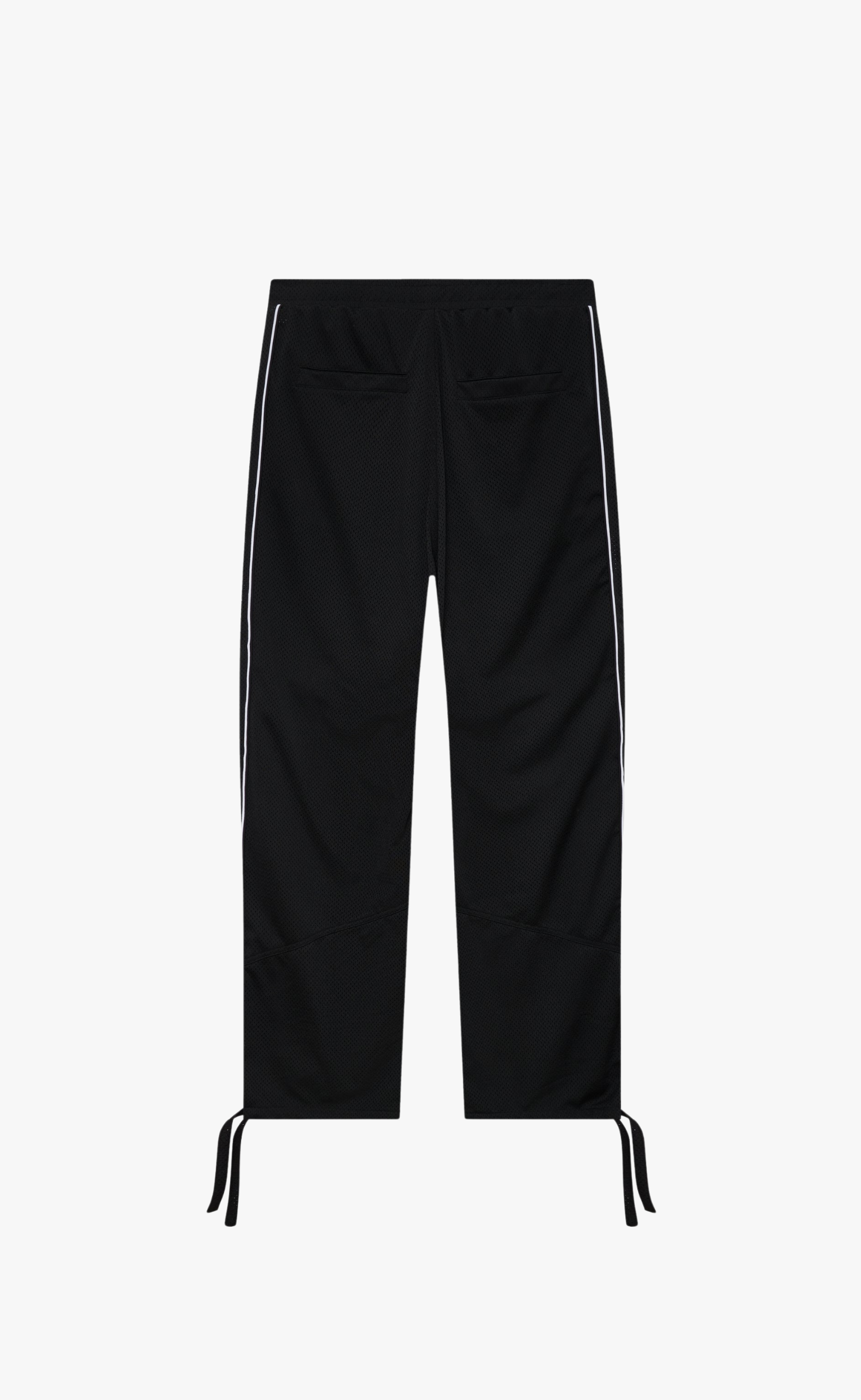 MESH PIPING PARACHUTE BLACK TRACK PANT