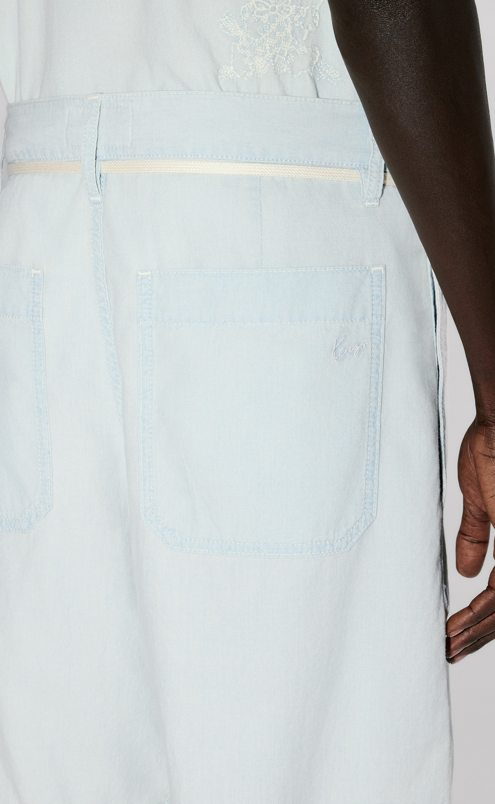 LACE STRAIGHT STONE BLUE SHORTS