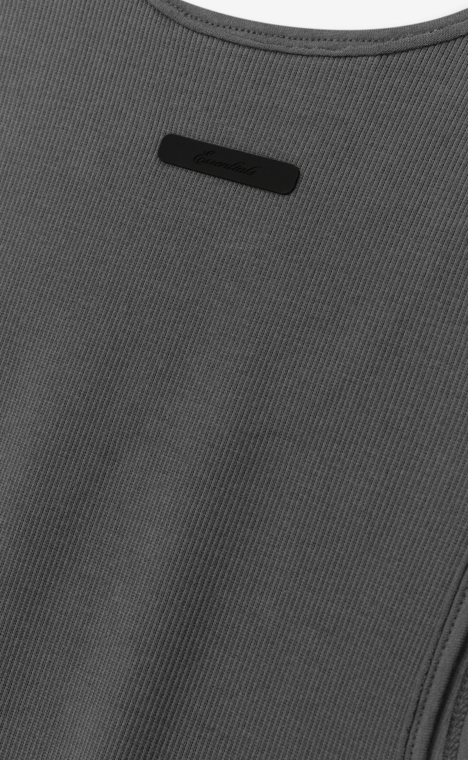 RIBBED ESSENTIAL IRON GREY TANK TOP