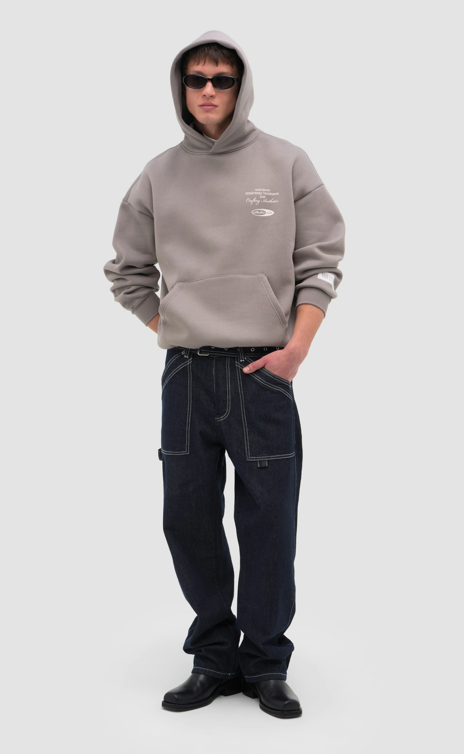 STUDIO V13 GRAY FLANNEL HOODIE
