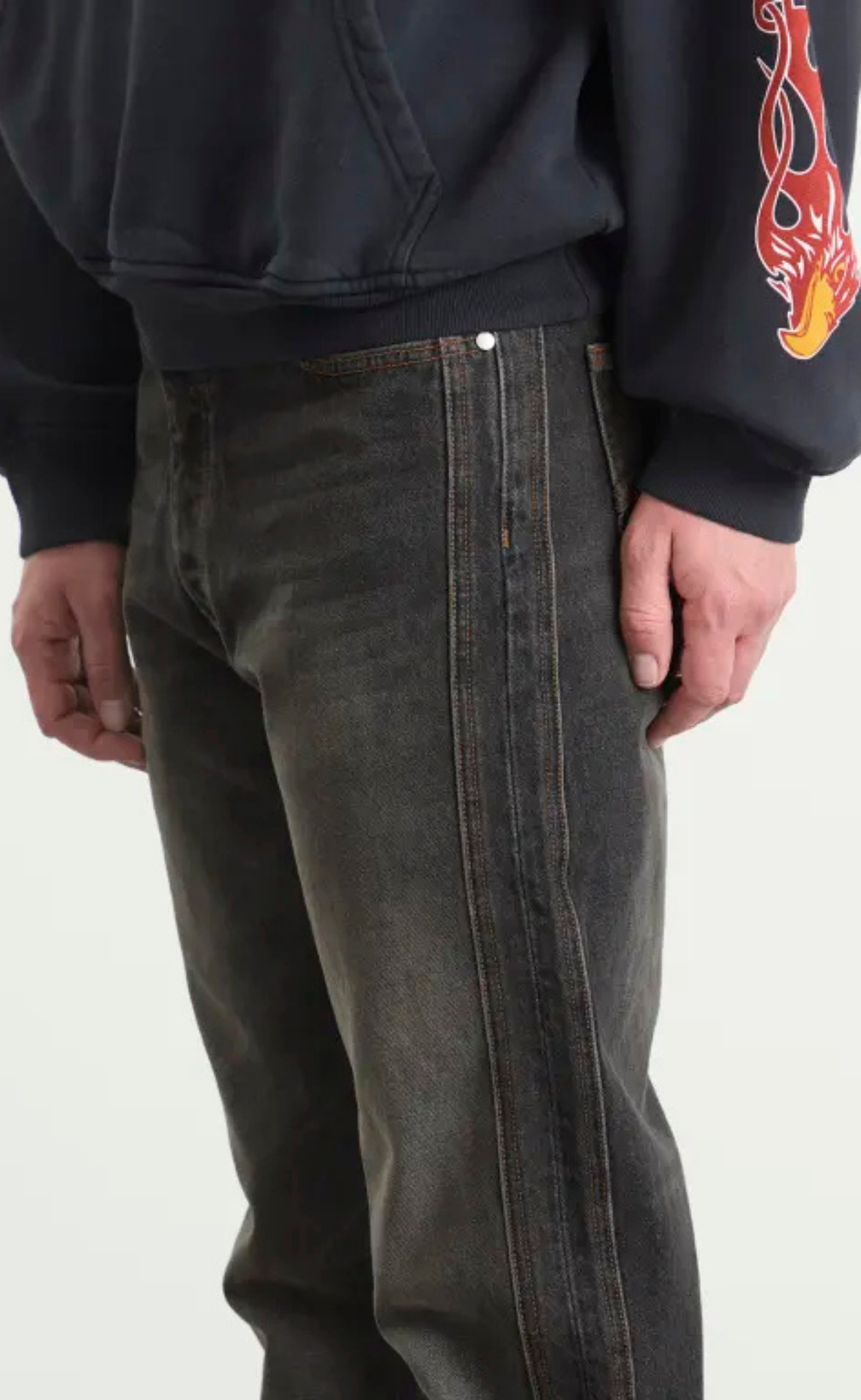 90S TRAXEDO DENIM AGOURA BLACK JEANS