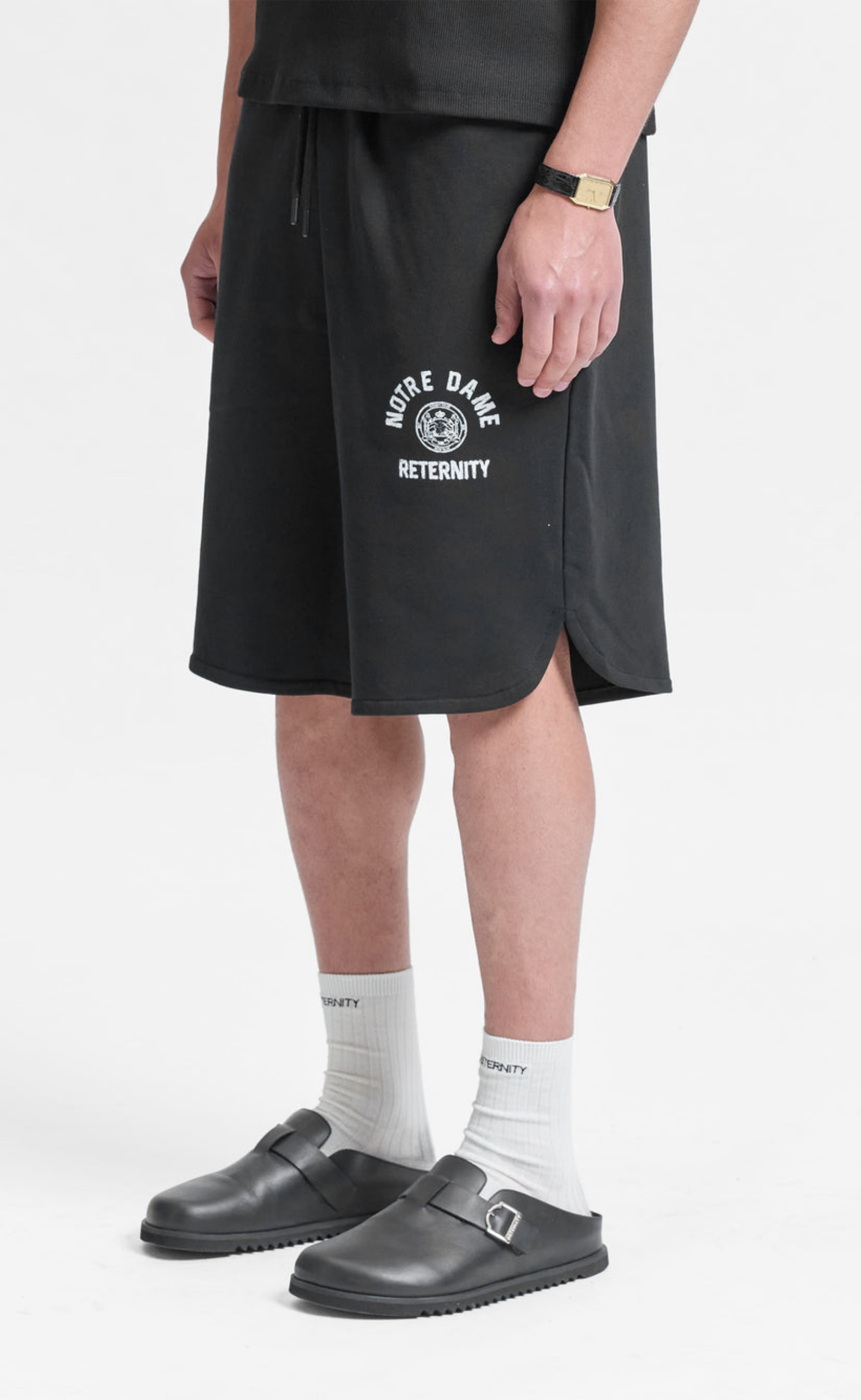 NOTRE DAME COTTON BLACK SHORTS