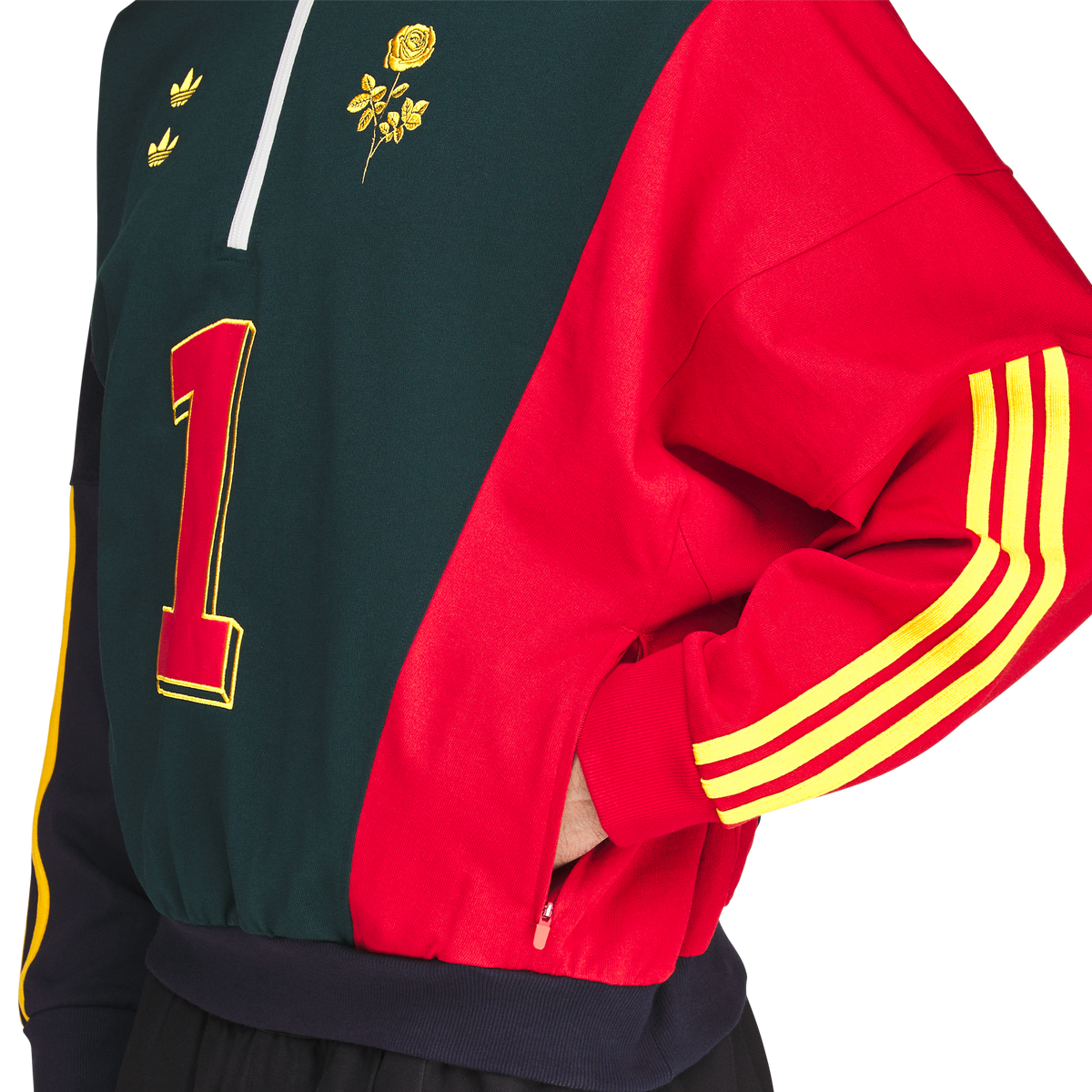 CHAVARRIA WATSONVILLE QUARTER ZIP GREEN RED CREWNECK