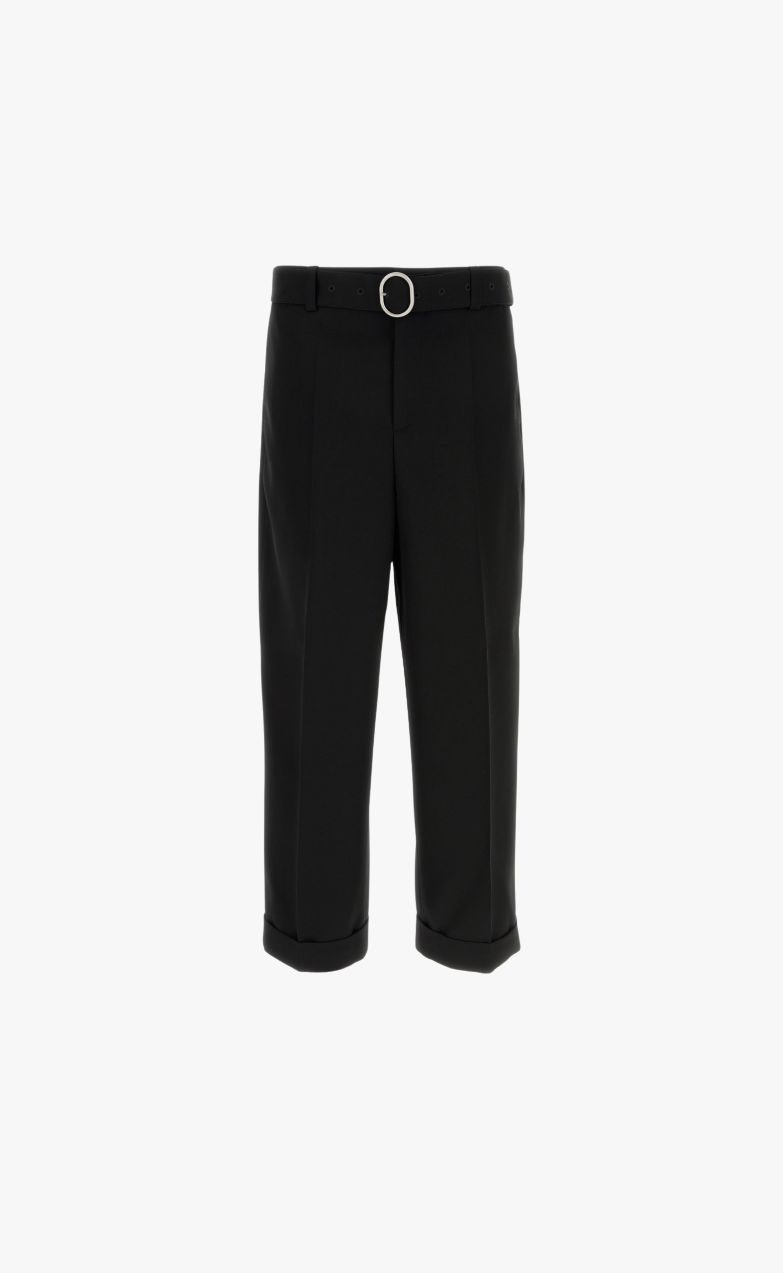 GABARDINE TROUSERS WITH BELT BLACK PANTS