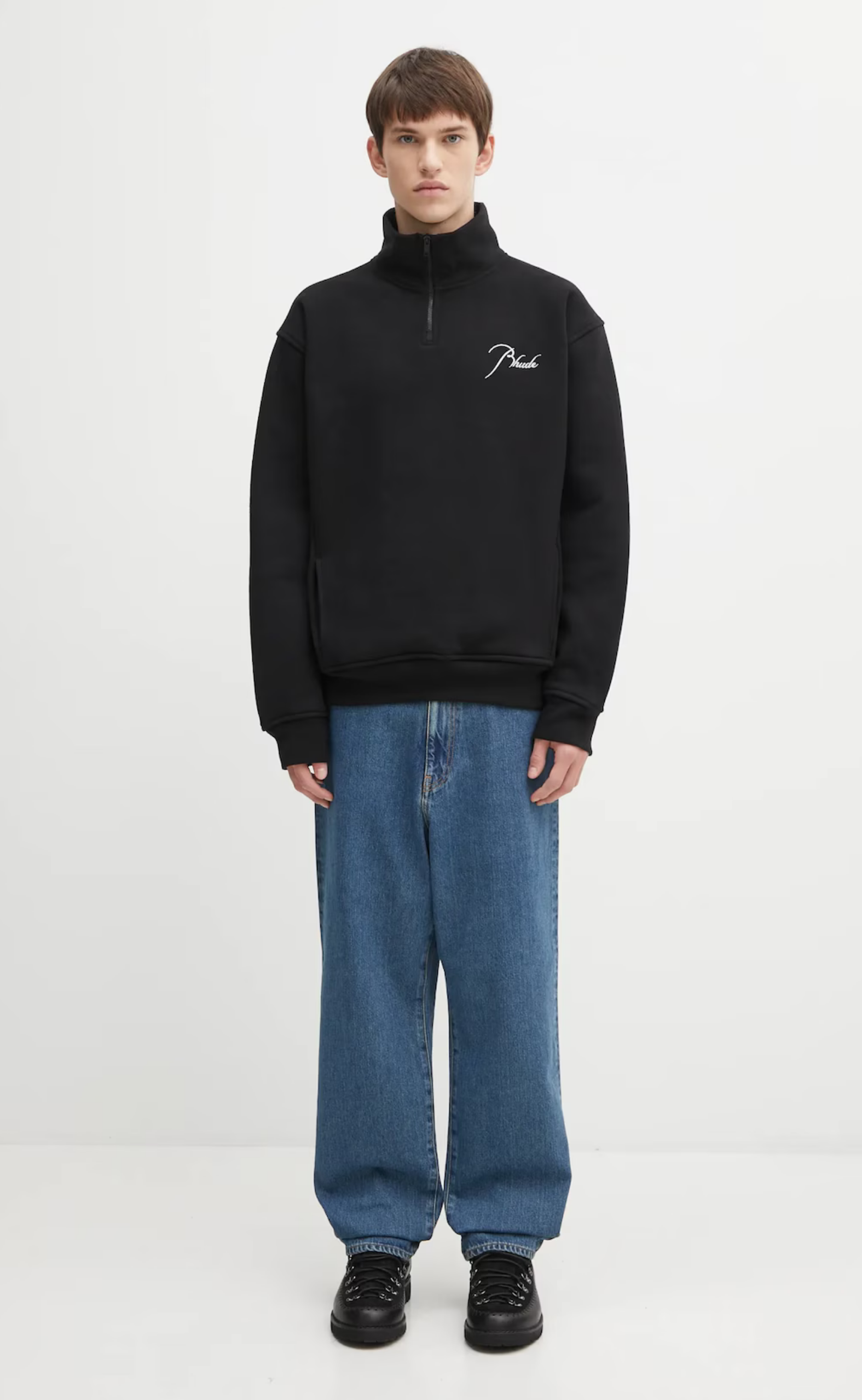 CLASSIQUE QUARTER ZIP BLACK HOODIE