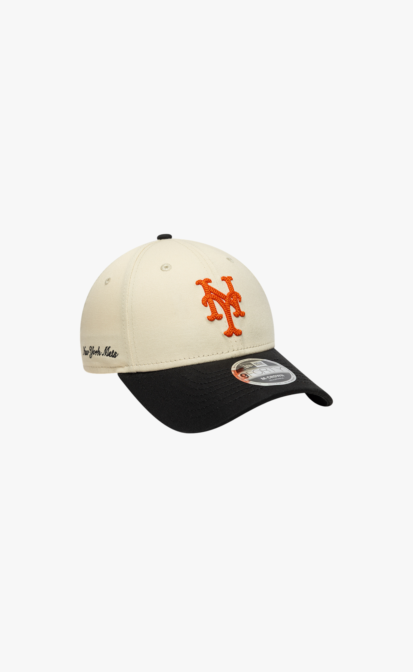 NEW YORK METS SIDE SCRIPT 9FORTY BEIGE BLACK HAT