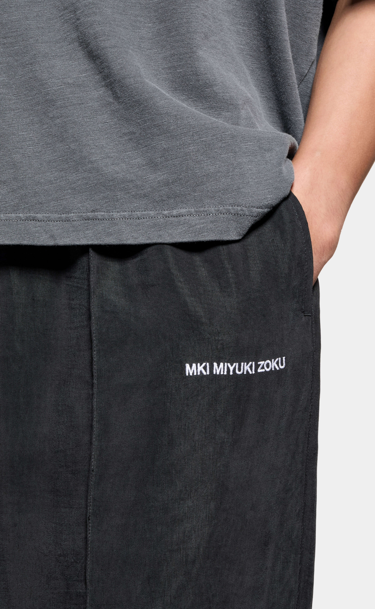 RIBBED CURPO WIDE LEG SUEDED BLACK PANTS