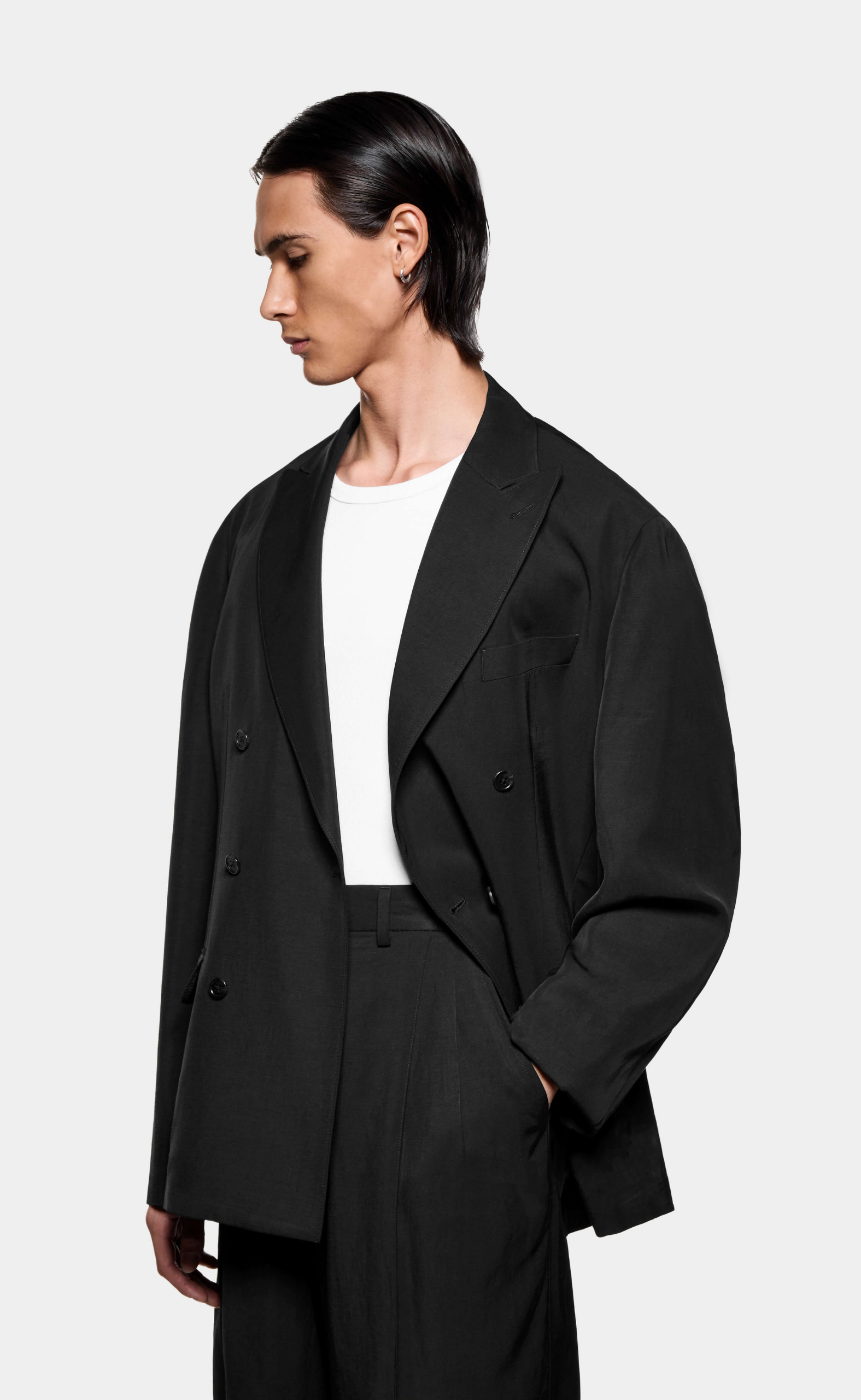 DOUBLE BREASTED SUIT BLACK JACKET
