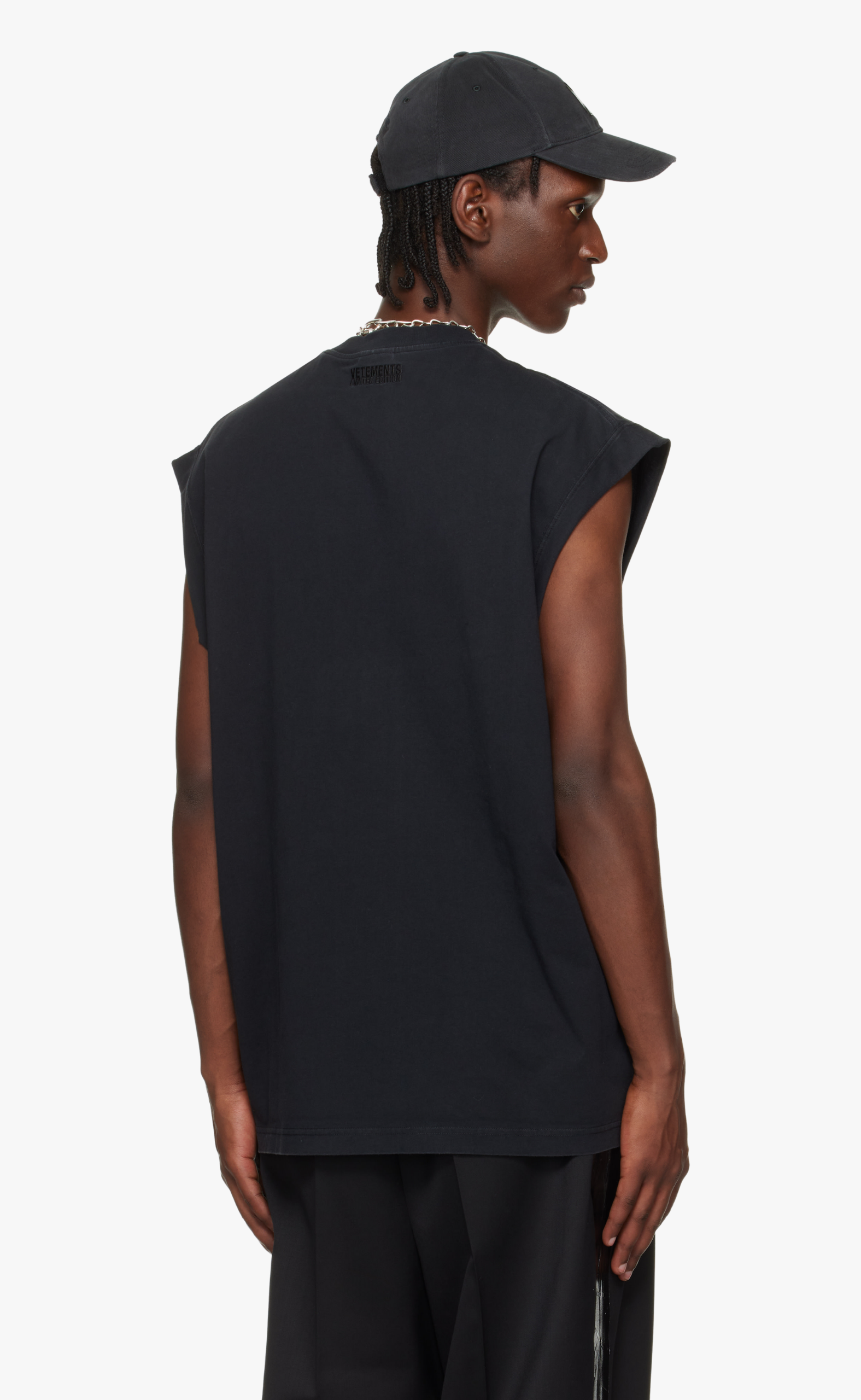 SIN BLACK SLEEVELESS T-SHIRT