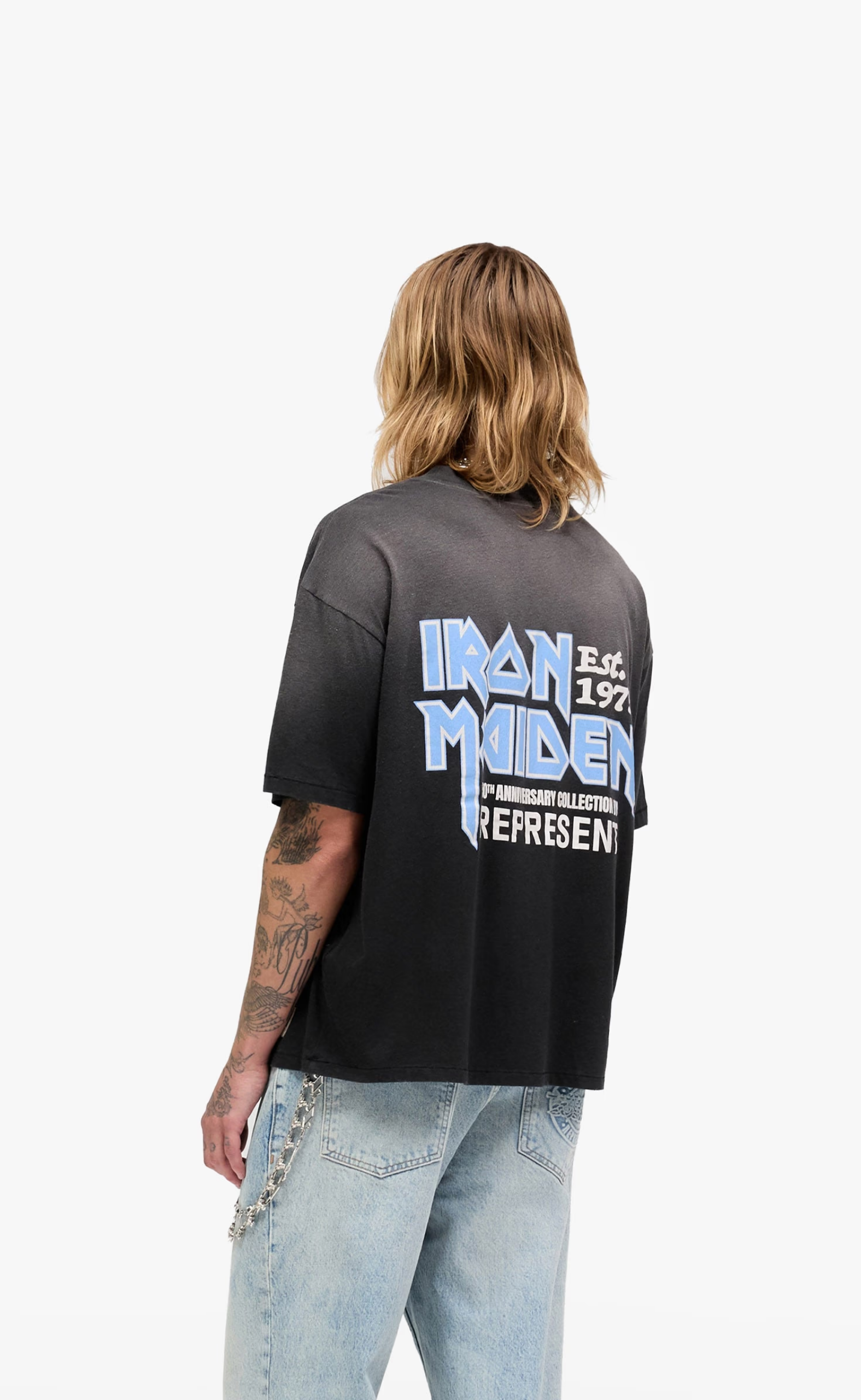 IRON MAIDEN X ANNIVERSARY STAINED BLACK T-SHIRT