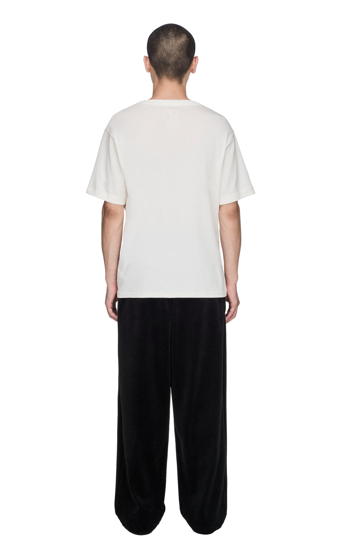 VELVET CORDUROY TAPERED BLACK PANTS