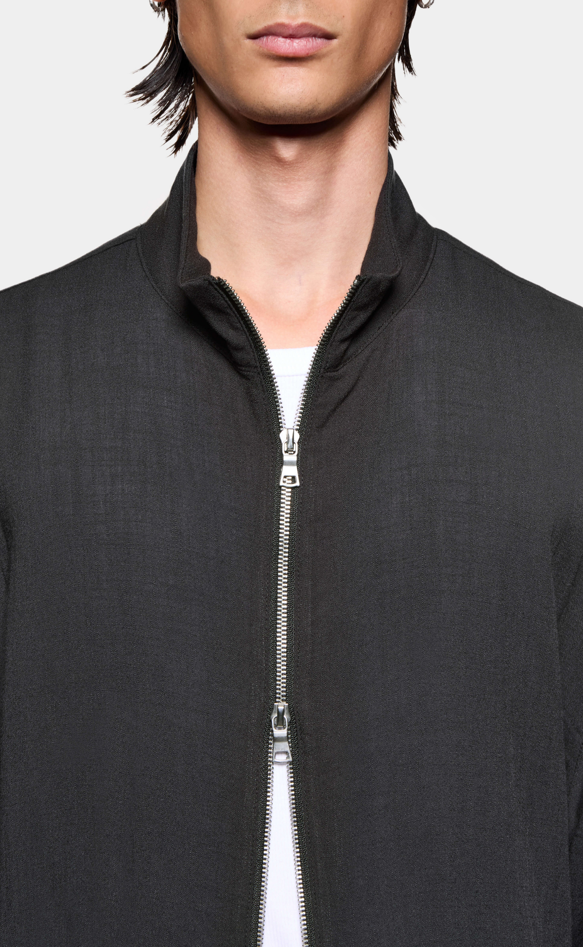 DRAPE SLUB TRACK BLACK JACKET