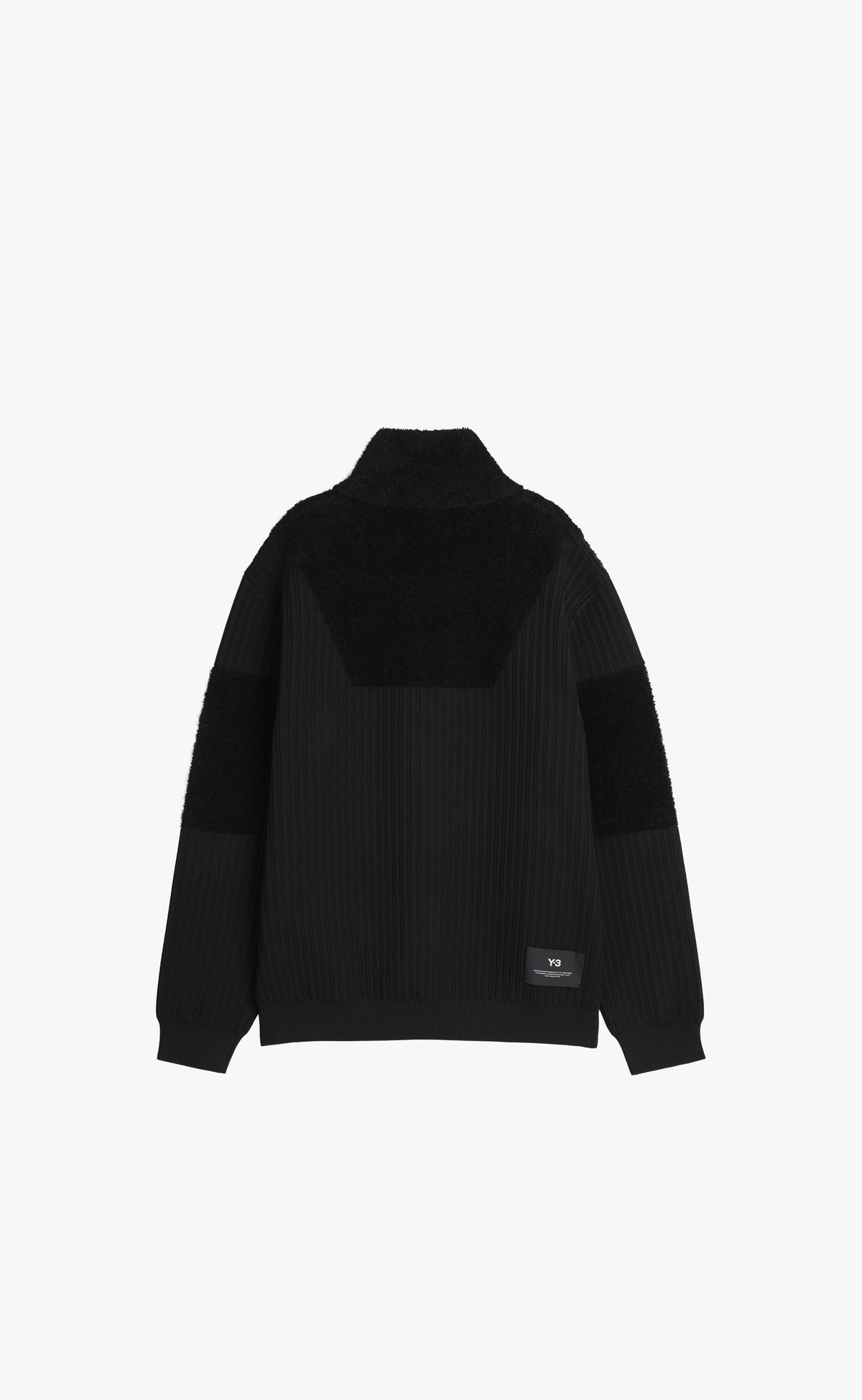 Y-3 KNITTED PANEL BLOCKED BLACK QUARTER ZIP