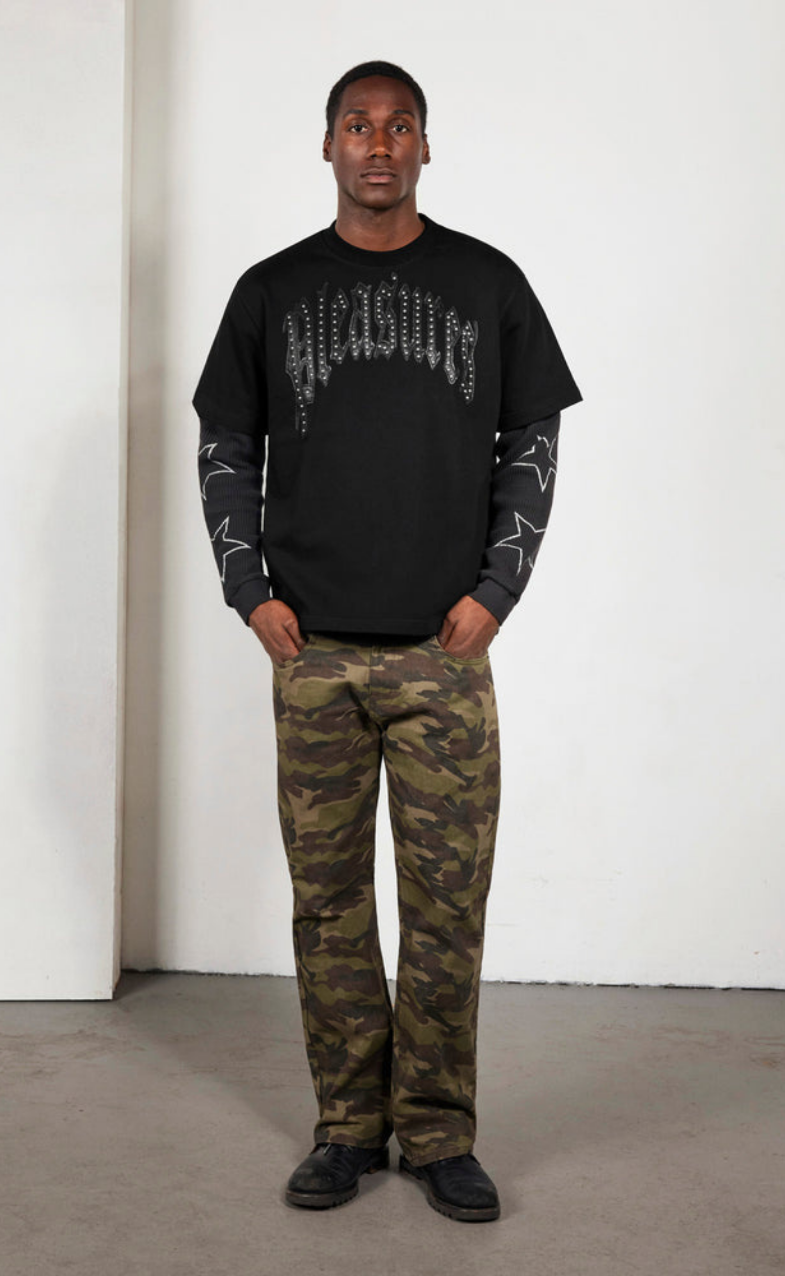 CAMO FLARE OLIVE JEANS