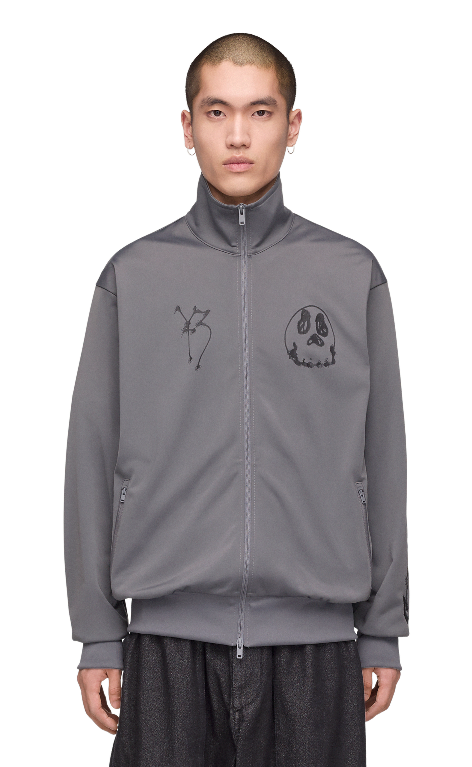 Y-3 CHITO GRAPHIC TRACK TOP GREY HOODIE