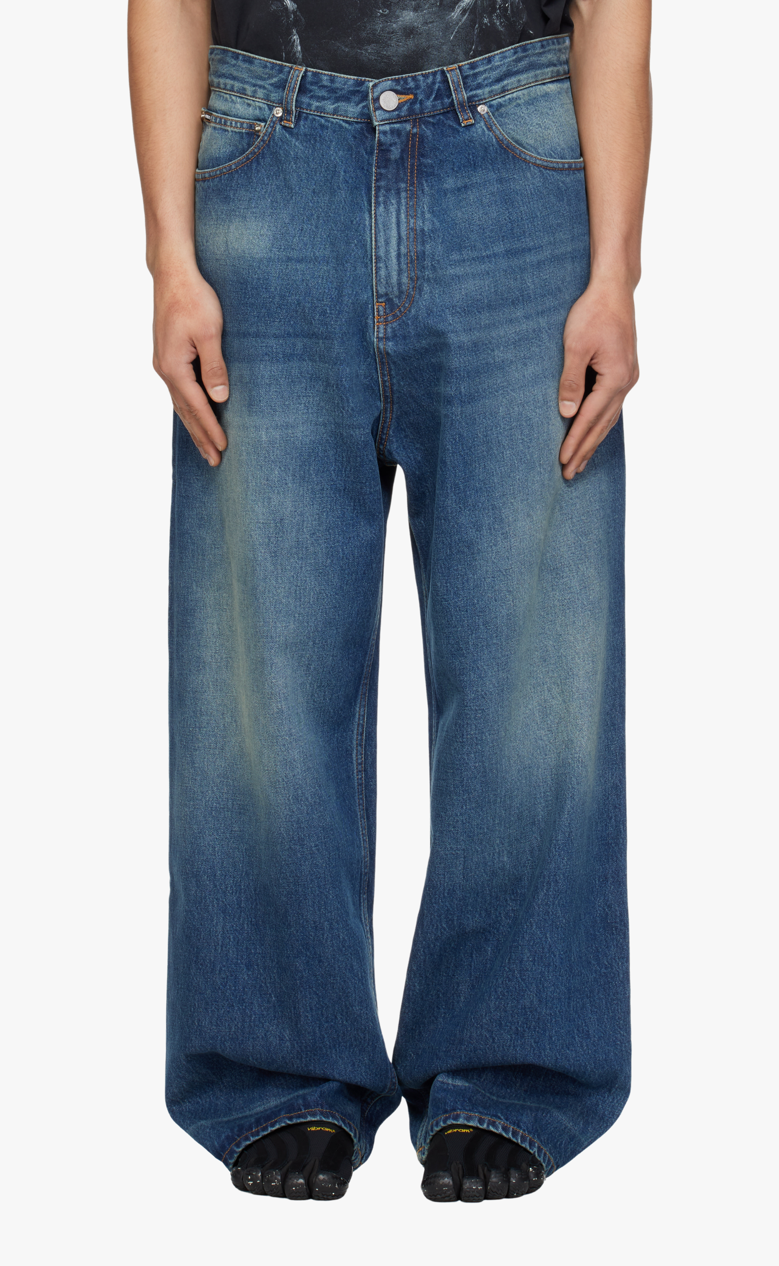 WASHED BAGGY VINTAGE BLUE JEANS