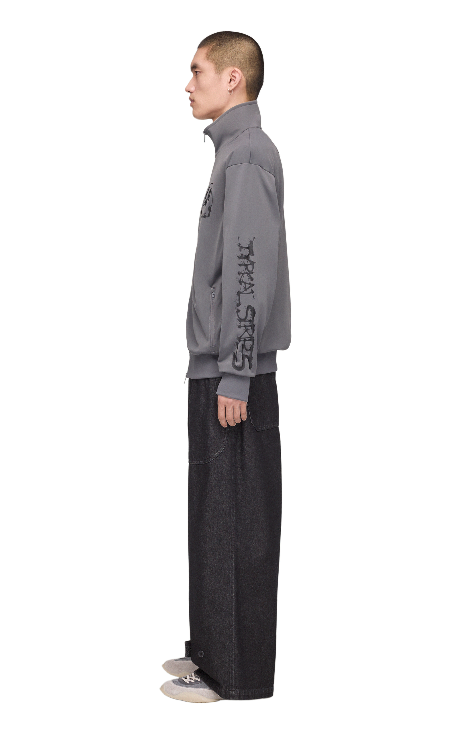Y-3 CHITO GRAPHIC TRACK TOP GREY HOODIE