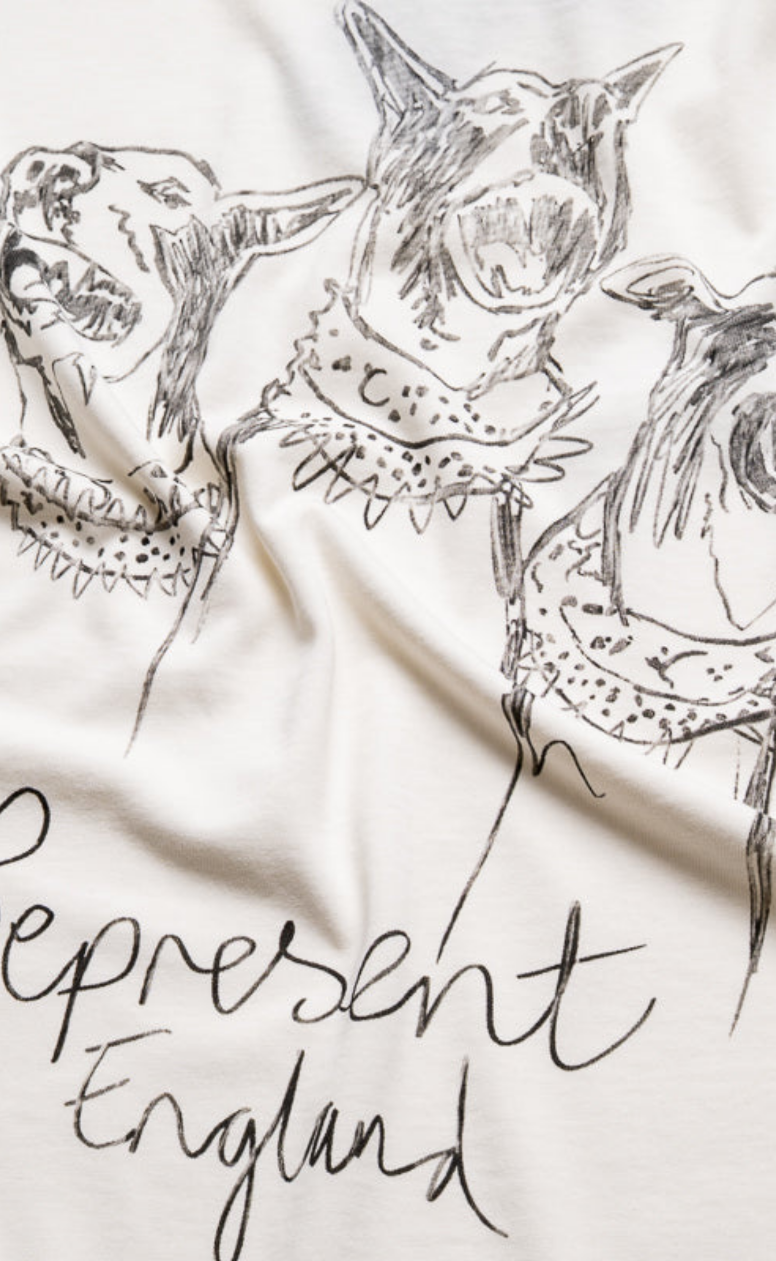 HAND DRAWN THOROUGHBRED DOGS FLAT WHITE T-SHIRT