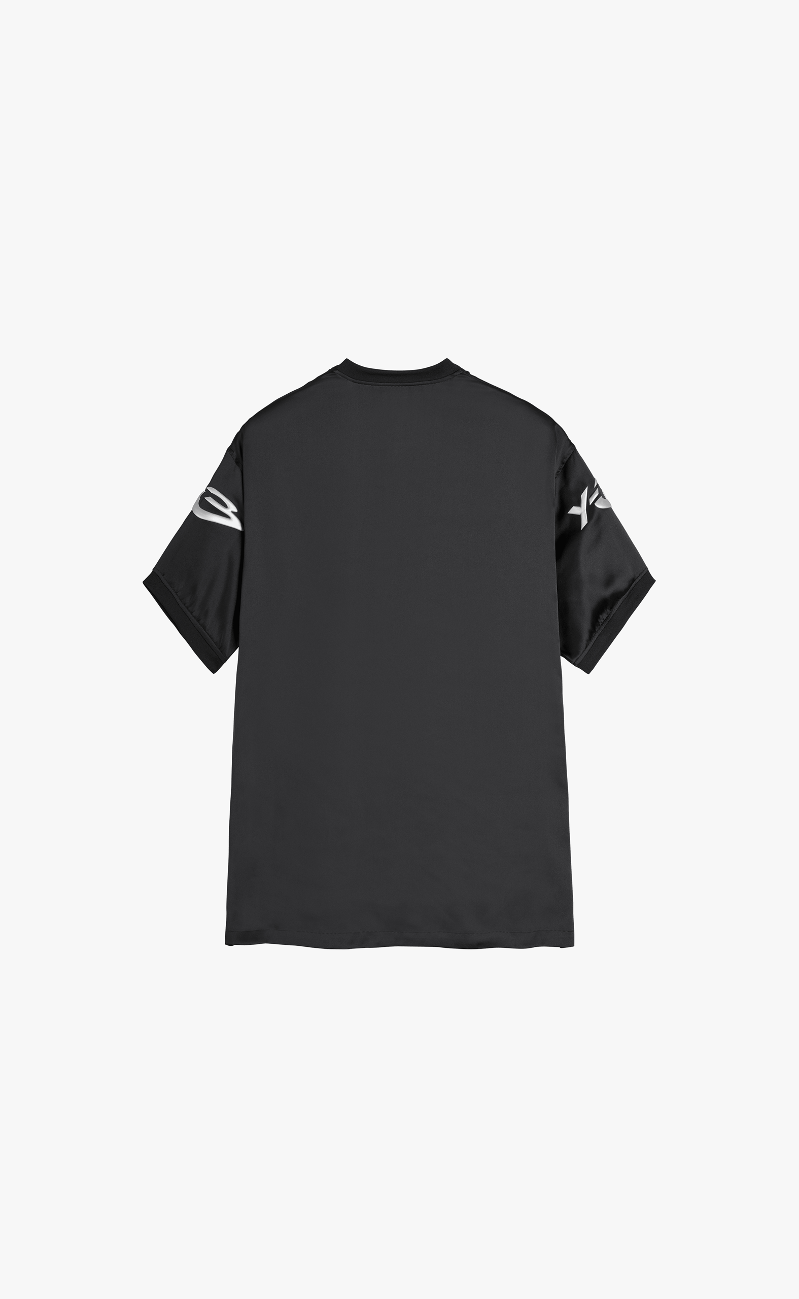 Y-3 LIQUID LOGO SATIN JERSEY BLACK T-SHIRT