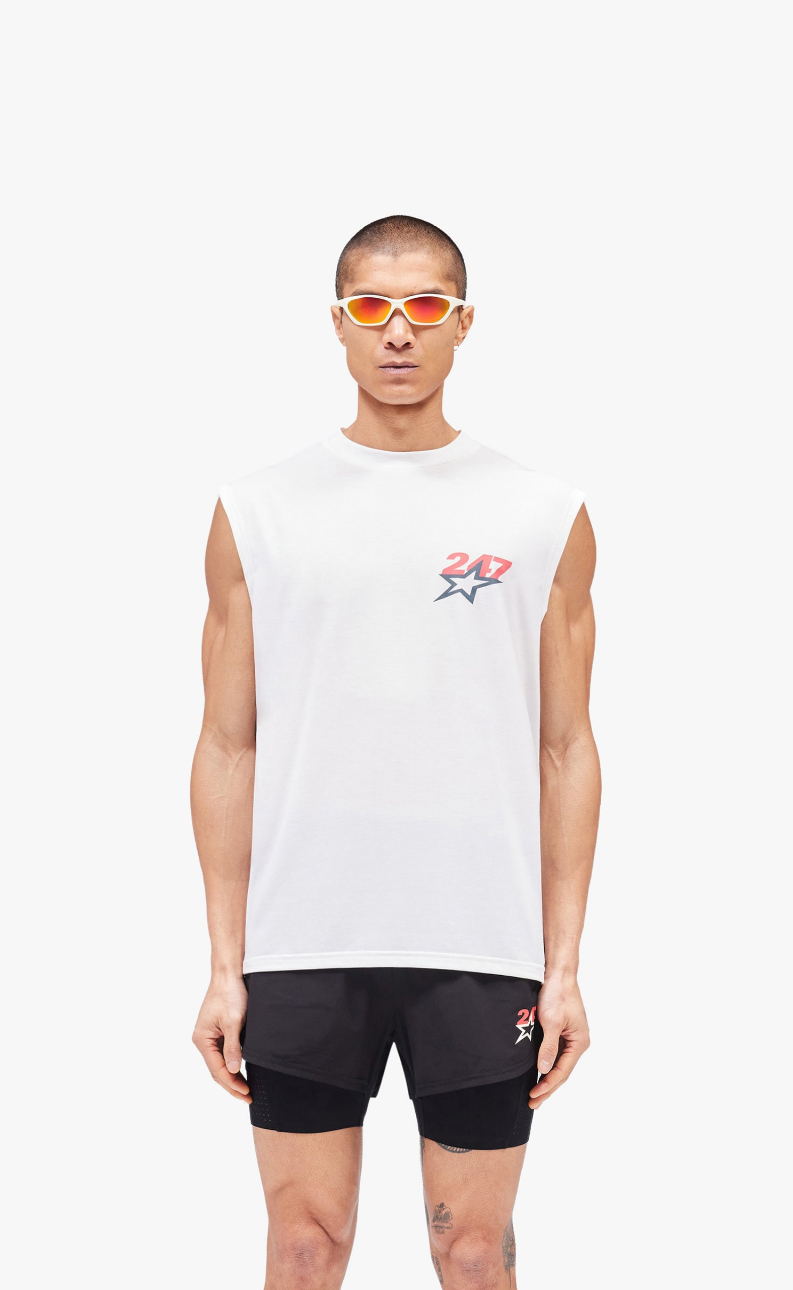 TEAM 247 STAR OS FLAT WHITE TANK TOP