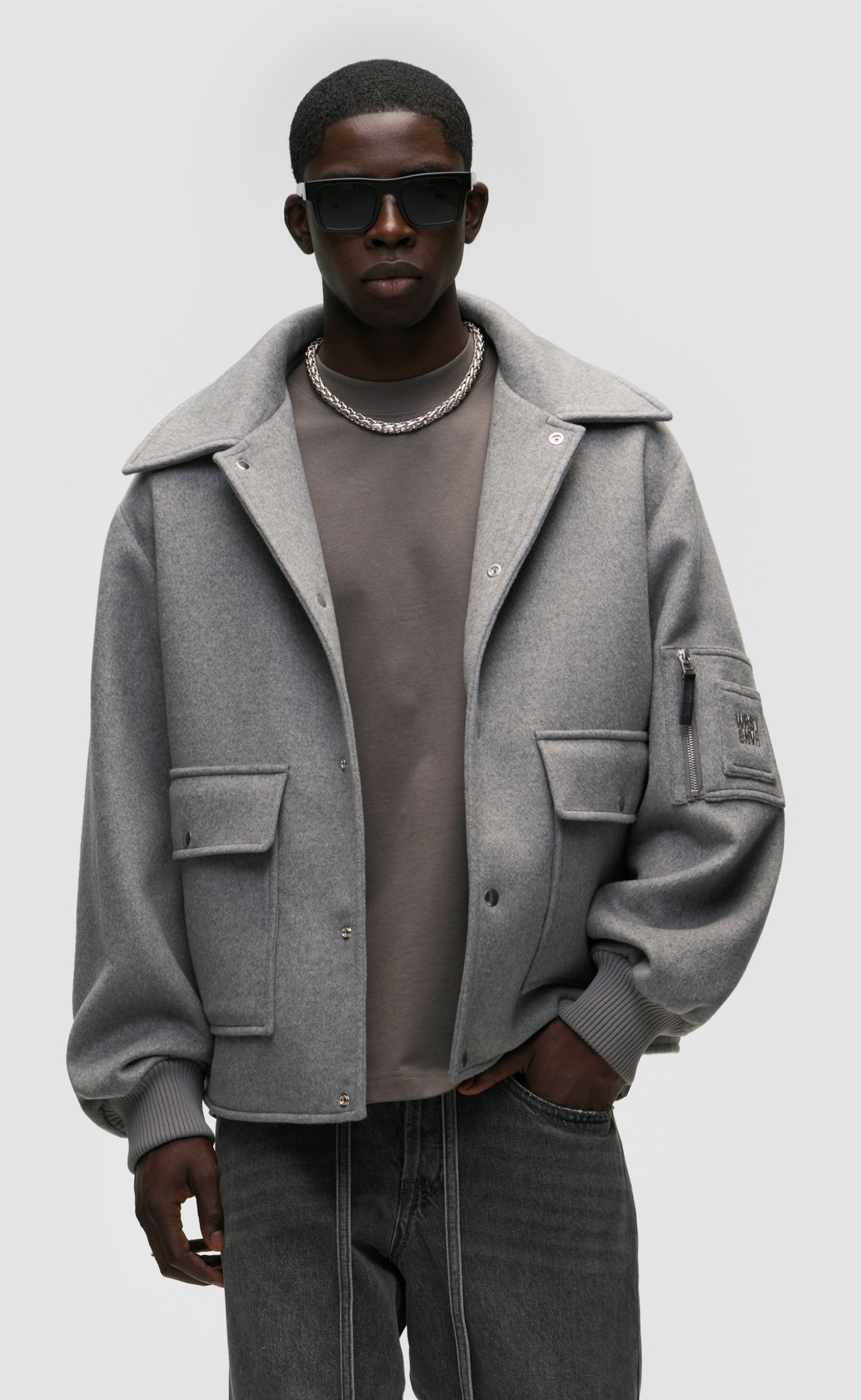 NAEL COLLEGE GRAY MELANGE JACKET