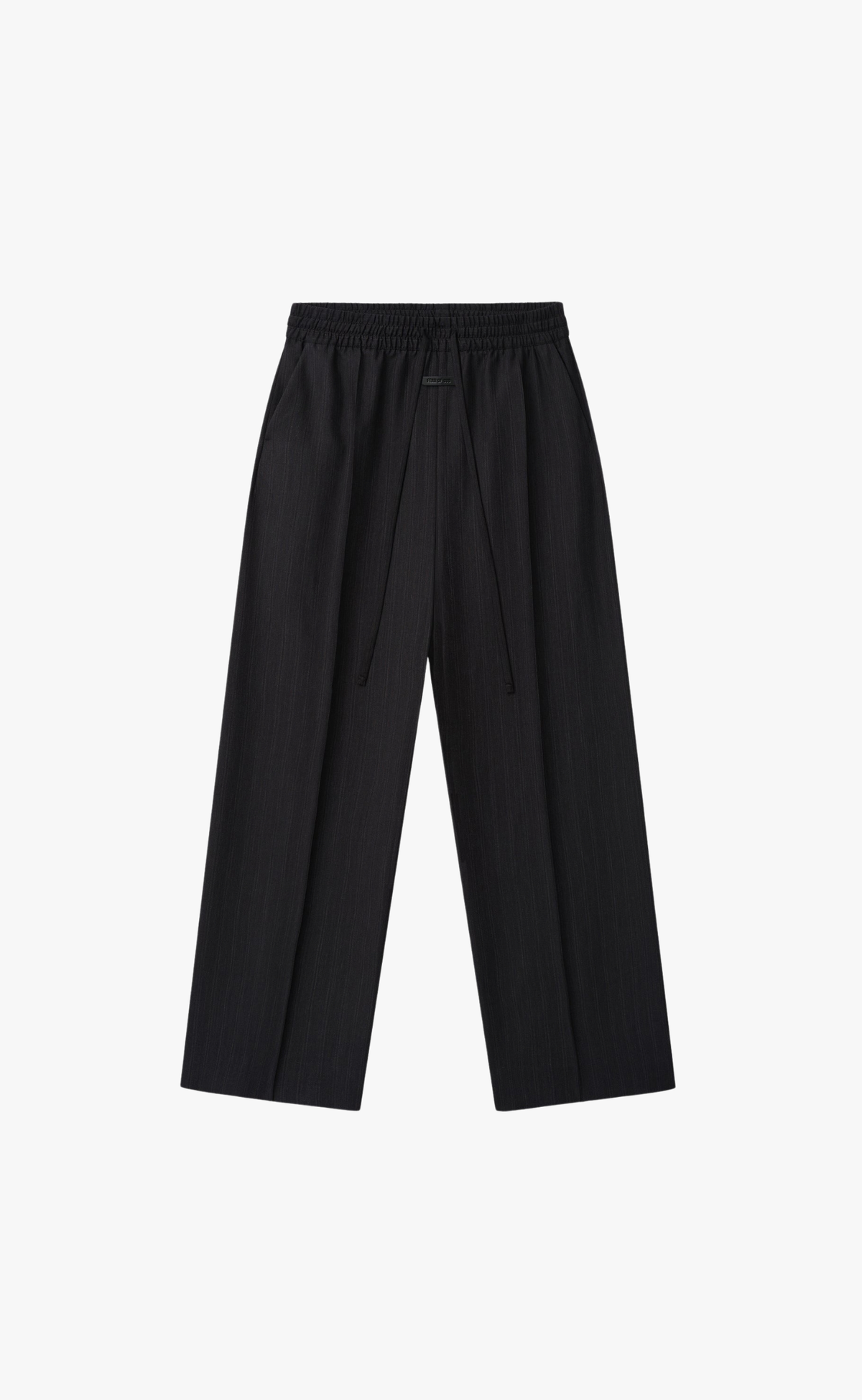 WIDE LEG DRAWSTRING BLACK STRIPED PANTS