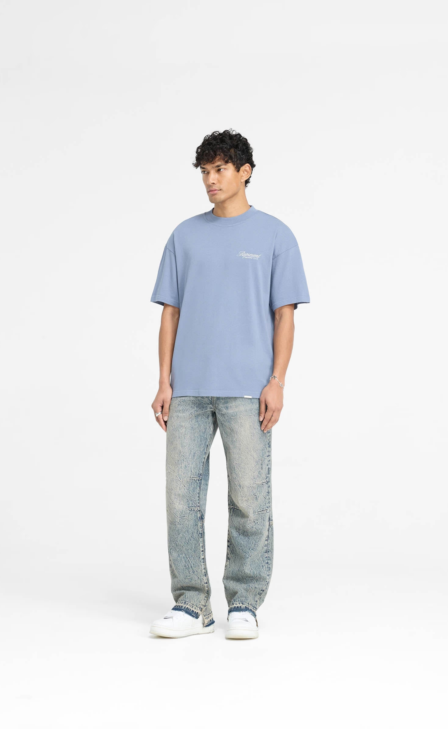 REPRESENT OWNERS CLUB SCRIPT DUSTY BLUE T-SHIRT