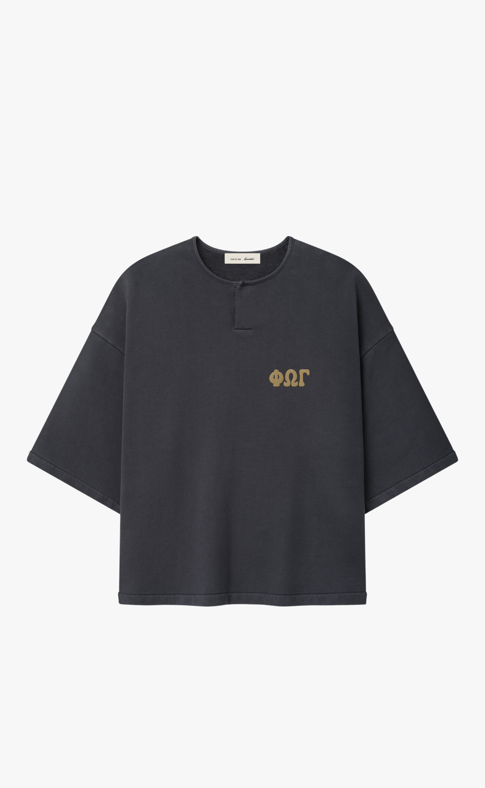 3/4 HENLEY WASHED IRON GREY T-SHIRT
