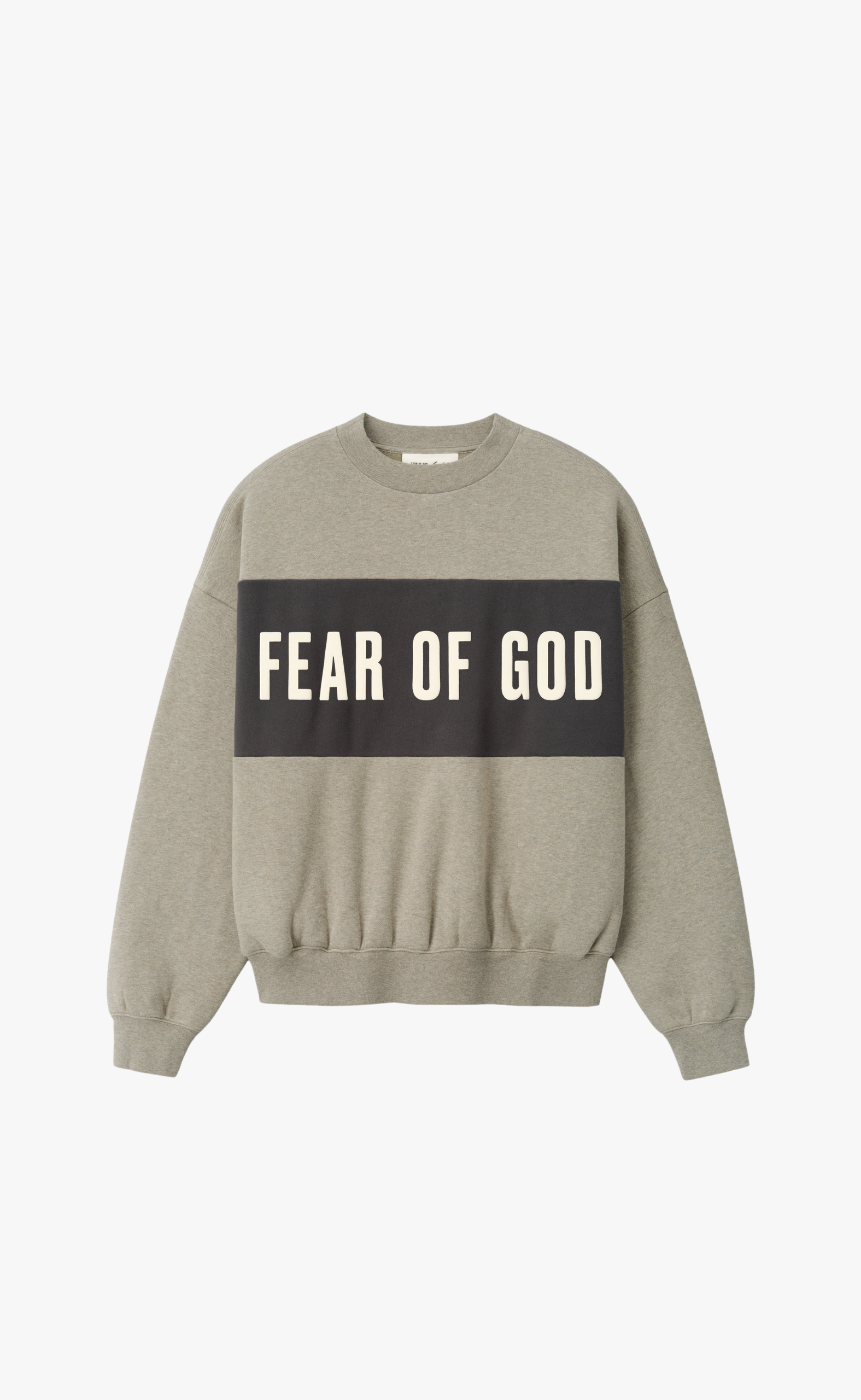 CROPPED RELAXED PANELLED SEAL HEATHER CREWNECK